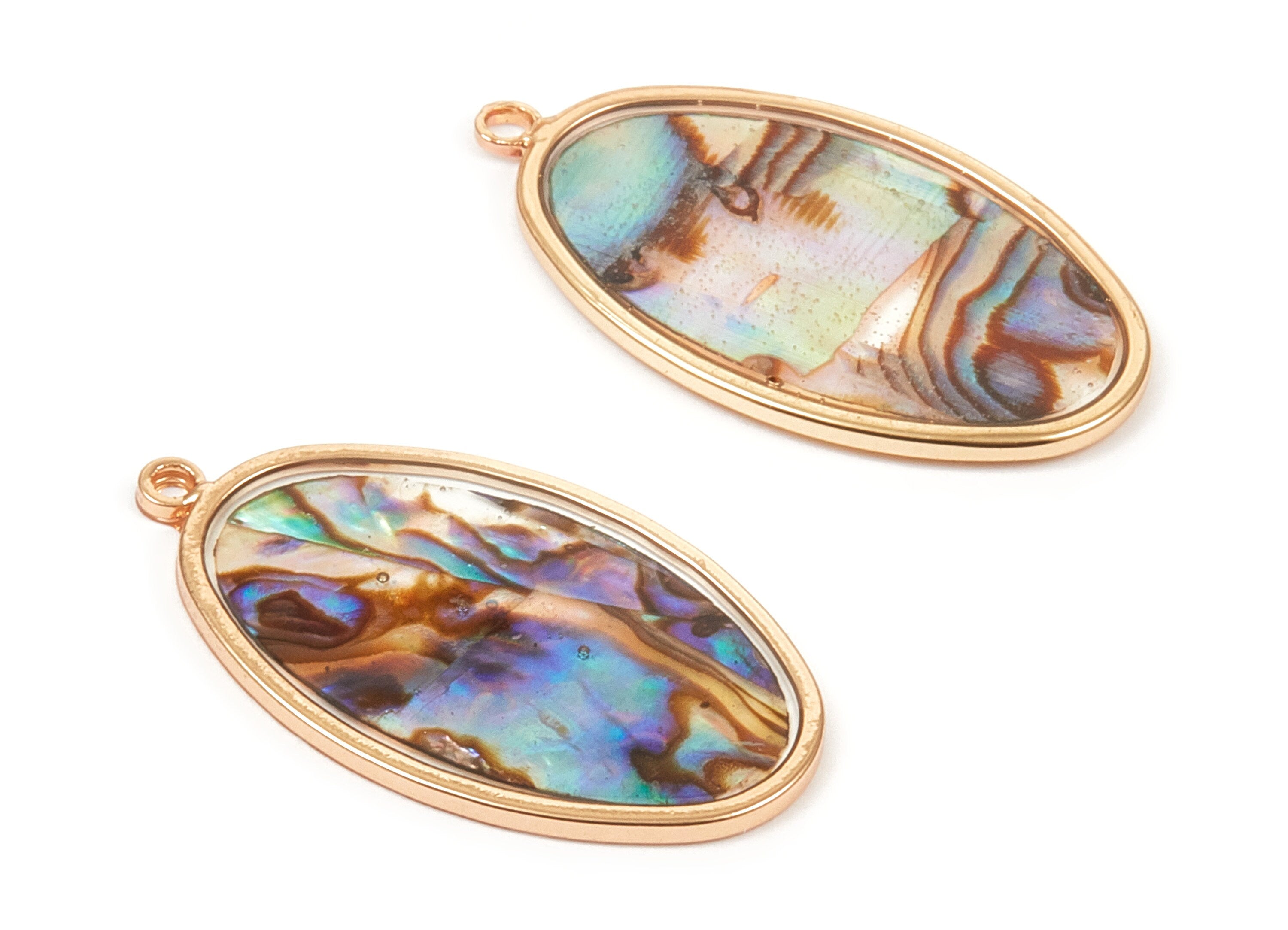 Abalone Shell Oval Charms - Natural Abalone Shell Oval Earrings - Abalone Shell Necklace Pendant - 28.9x16.26x1.28mm - SF1117 - DOMEDBAZAAR