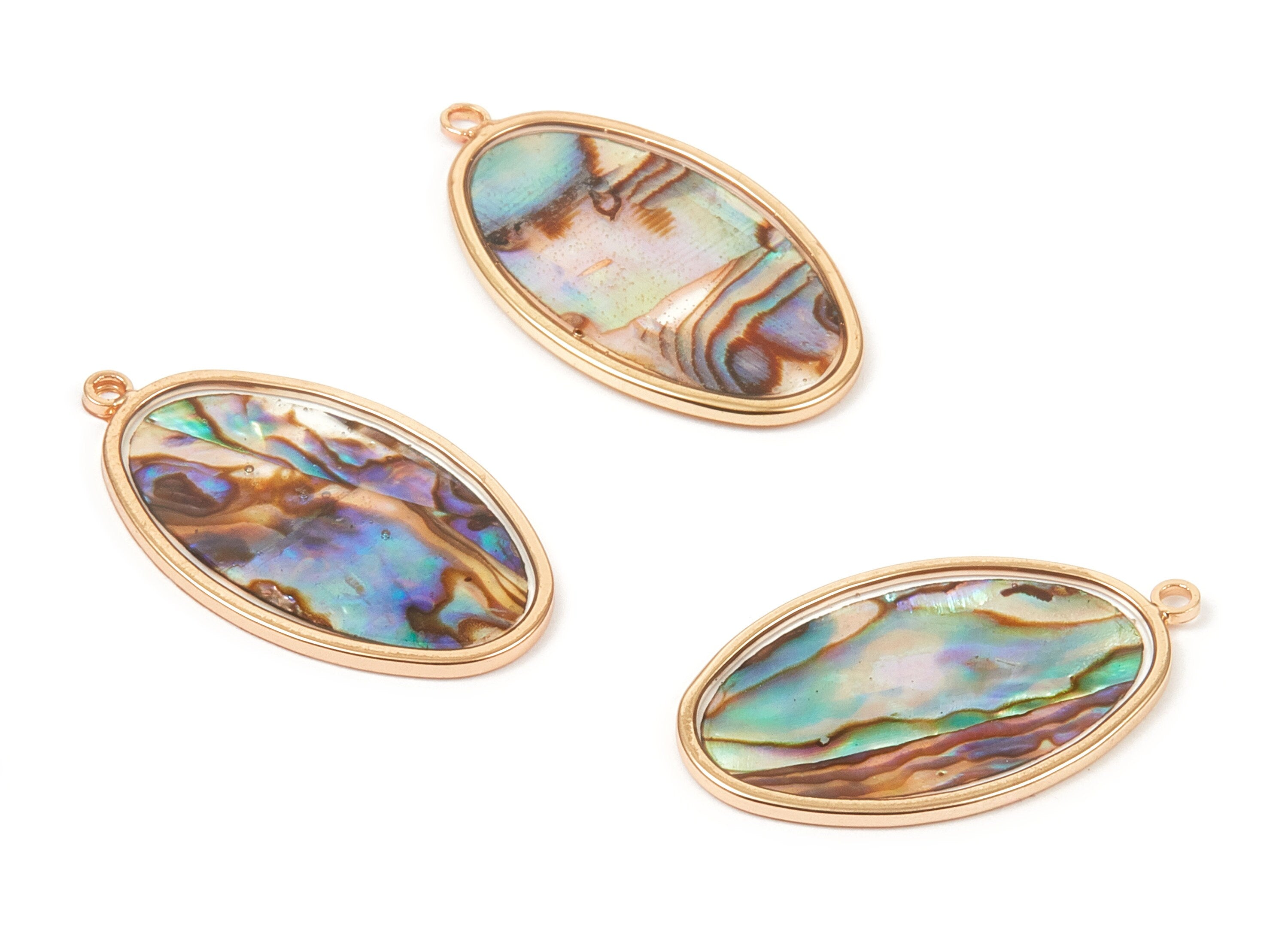 Abalone Shell Oval Charms - Natural Abalone Shell Oval Earrings - Abalone Shell Necklace Pendant - 28.9x16.26x1.28mm - SF1117 - DOMEDBAZAAR