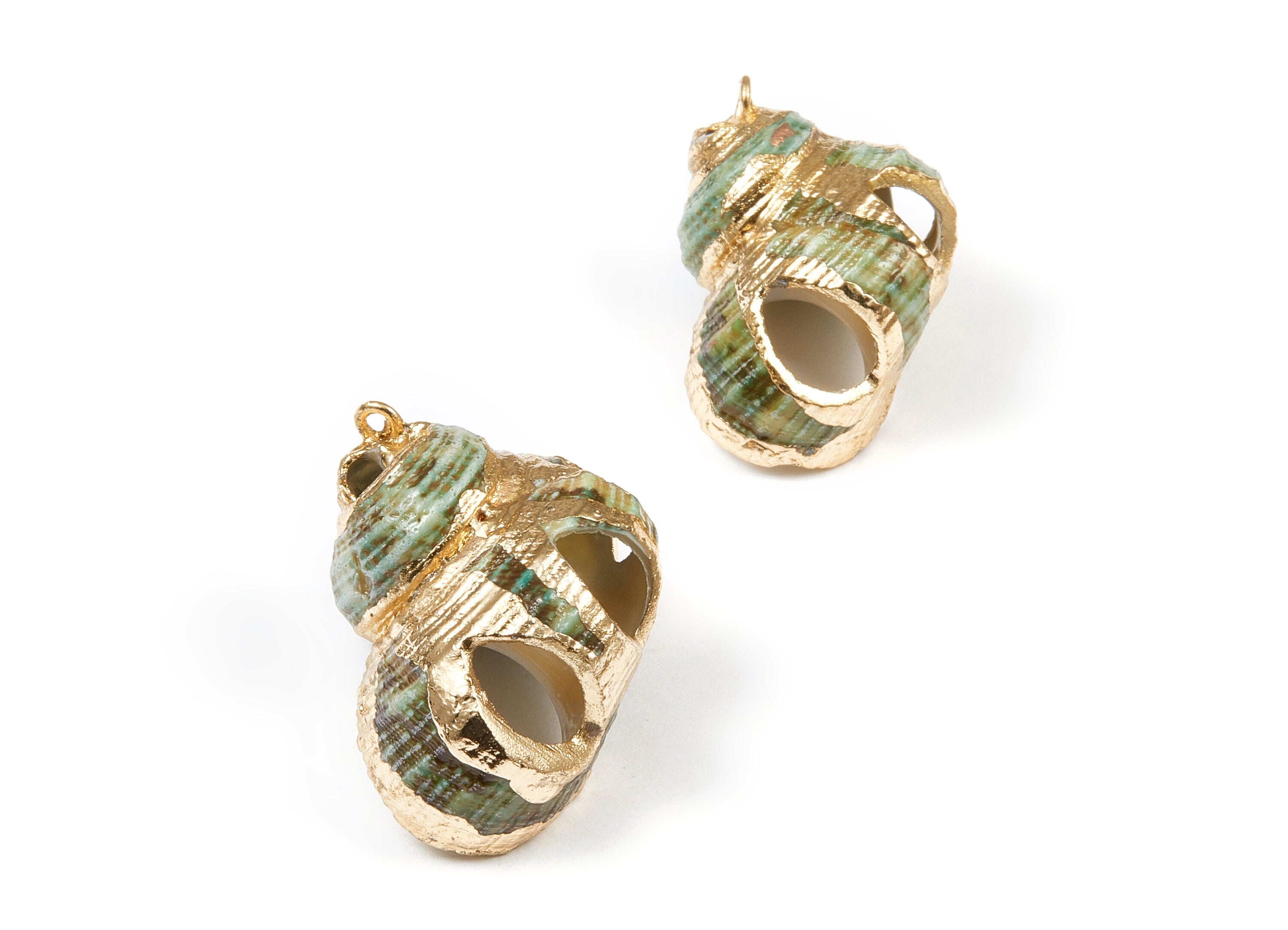 Open Whelk Charms - Whelk Seashell Earrings - Cut Open Seashell Pendant - Natural Seashell Earrings - 1 Hole - 31.73x19.88x15.82mm - SF1031 - DOMEDBAZAAR