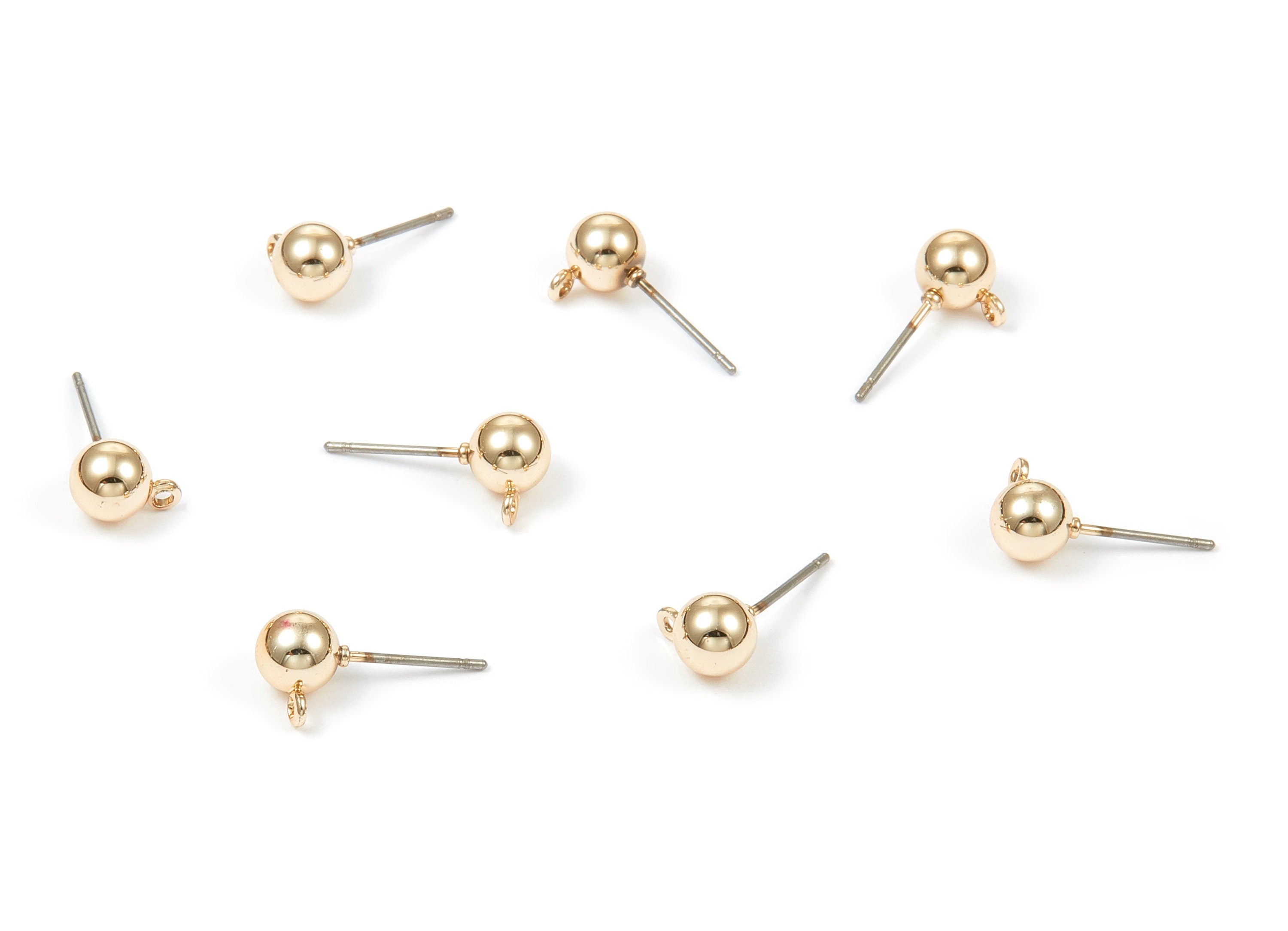 Alloy Ball Earring Stud - Zinc Alloy Ball Earring Post - Gold Tone Plated - Earring Findings - Jewelry Supplies - 8.47x6.03mm - ZZ1348 - DOMEDBAZAAR
