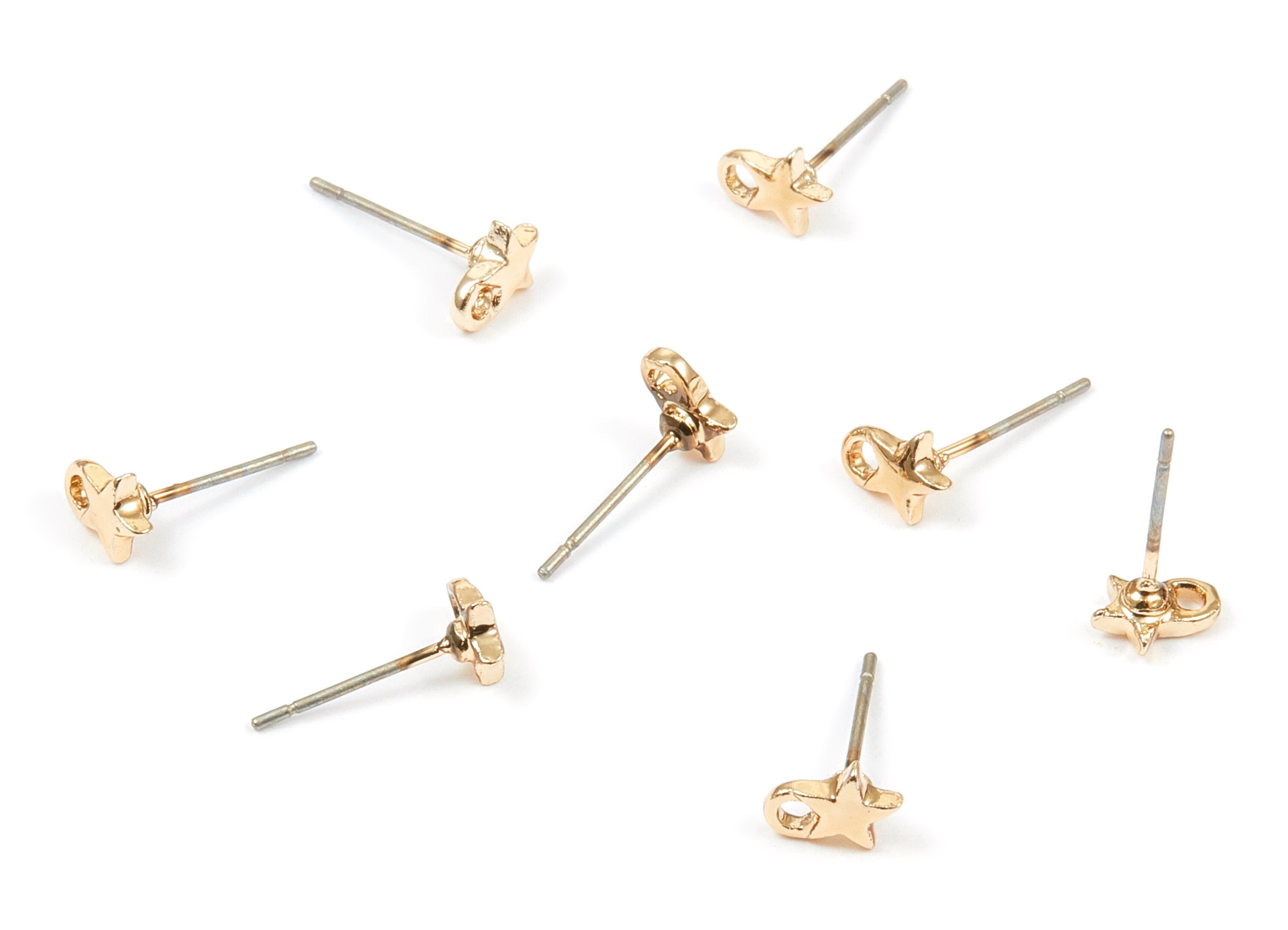 Alloy Star Earring Stud - Zinc Alloy Star Earring Post - Earring Findings - Gold Tone Plated - Jewelry Supplies - 13.98x6.98mm - ZZ1329 - DOMEDBAZAAR