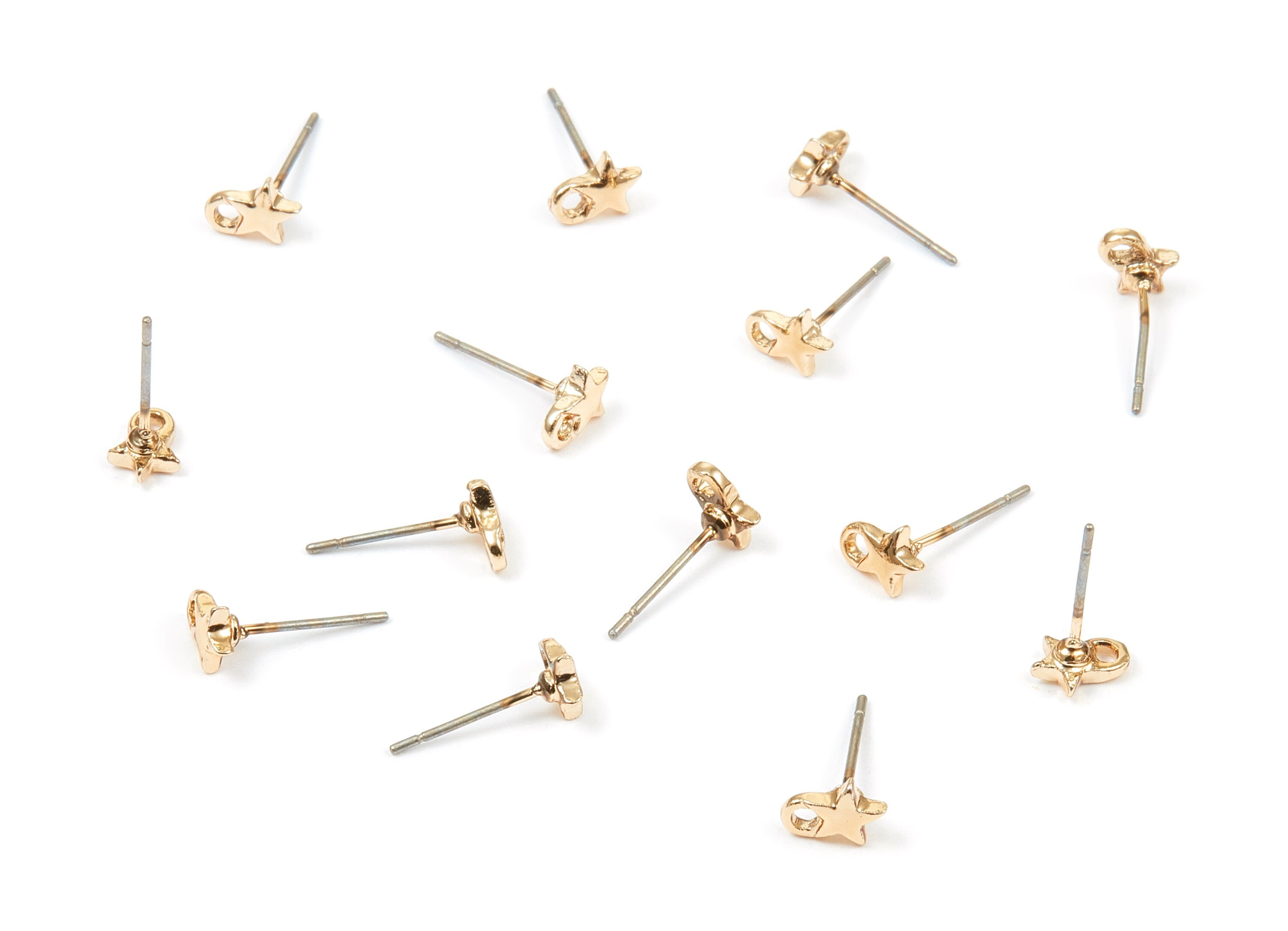 Alloy Star Earring Stud - Zinc Alloy Star Earring Post - Earring Findings - Gold Tone Plated - Jewelry Supplies - 13.98x6.98mm - ZZ1329 - DOMEDBAZAAR