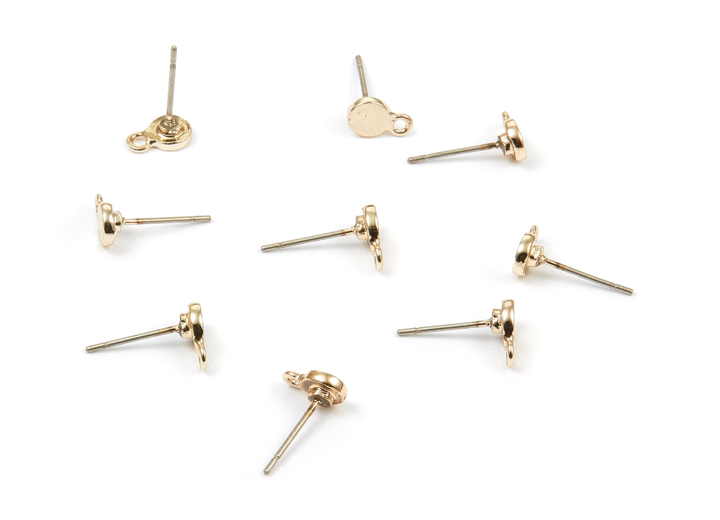 Alloy Round Earring Stud - Zinc Alloy Round Earring Post - Gold Tone Plated - Earring Findings - Jewelry Supplies - 13.54x8mm - ZZ1333 - DOMEDBAZAAR