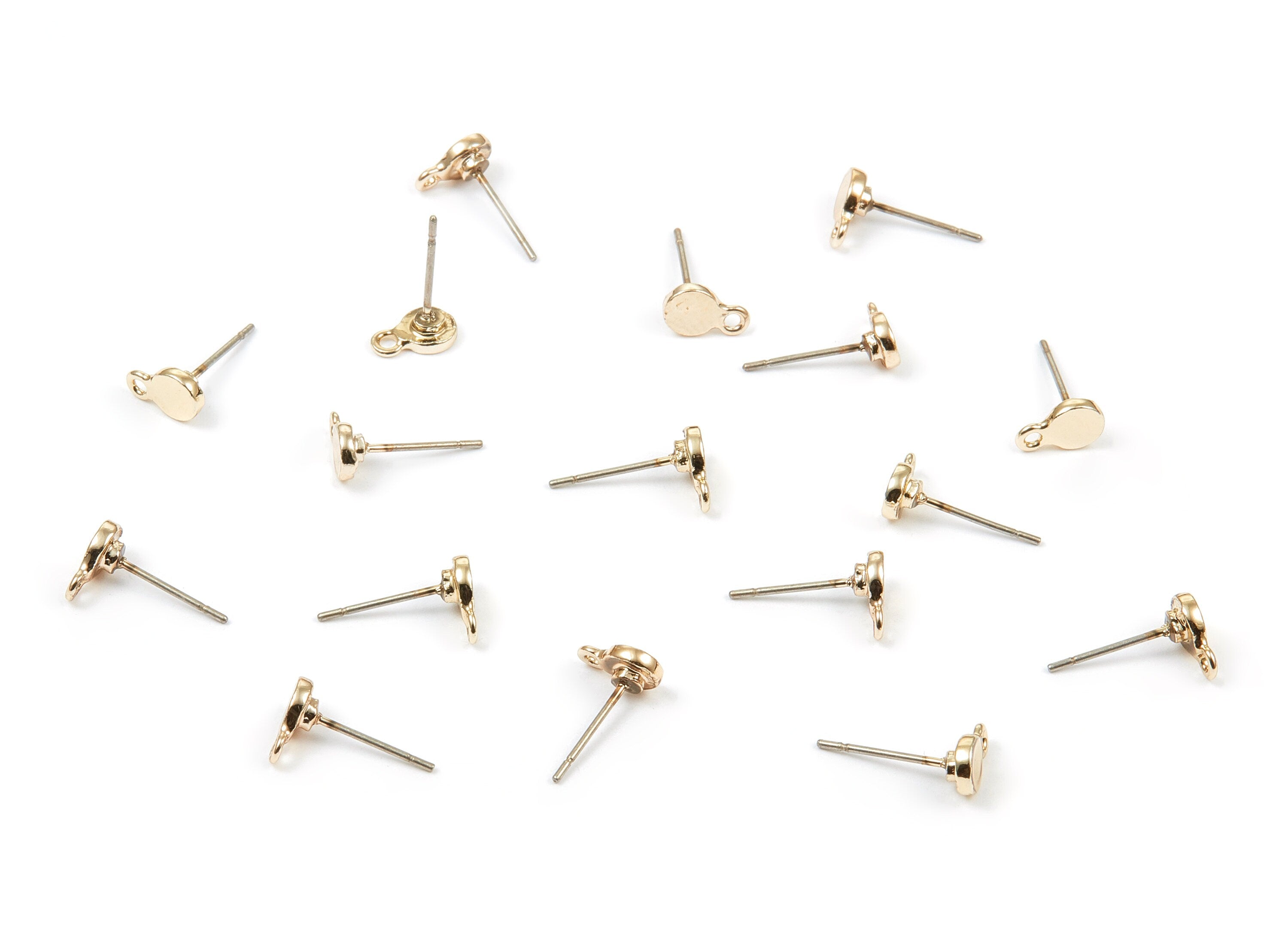 Alloy Round Earring Stud - Zinc Alloy Round Earring Post - Gold Tone Plated - Earring Findings - Jewelry Supplies - 13.54x8mm - ZZ1333 - DOMEDBAZAAR
