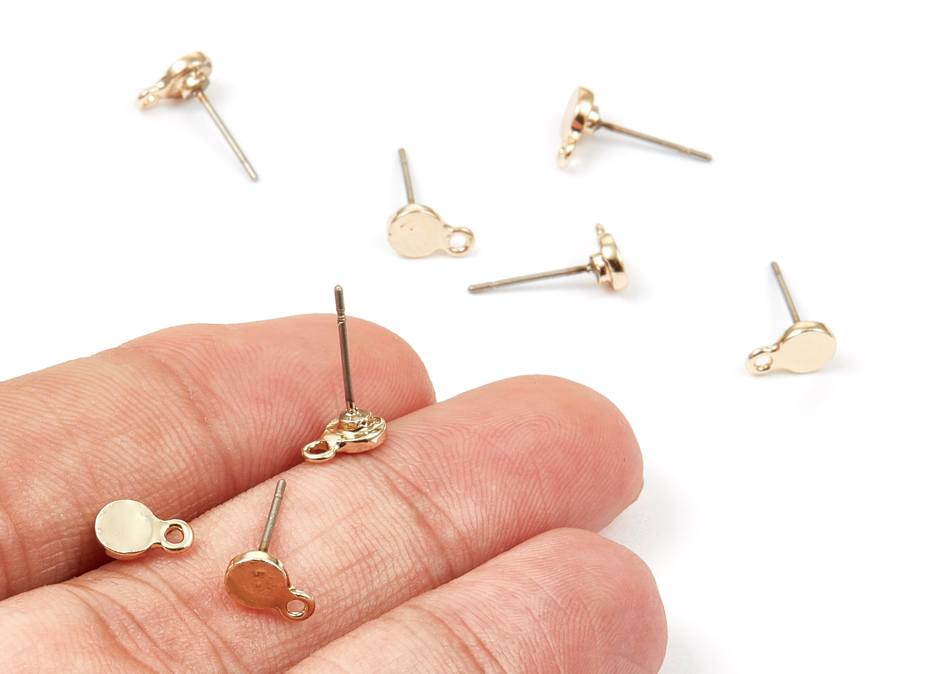Alloy Round Earring Stud - Zinc Alloy Round Earring Post - Gold Tone Plated - Earring Findings - Jewelry Supplies - 13.54x8mm - ZZ1333 - DOMEDBAZAAR