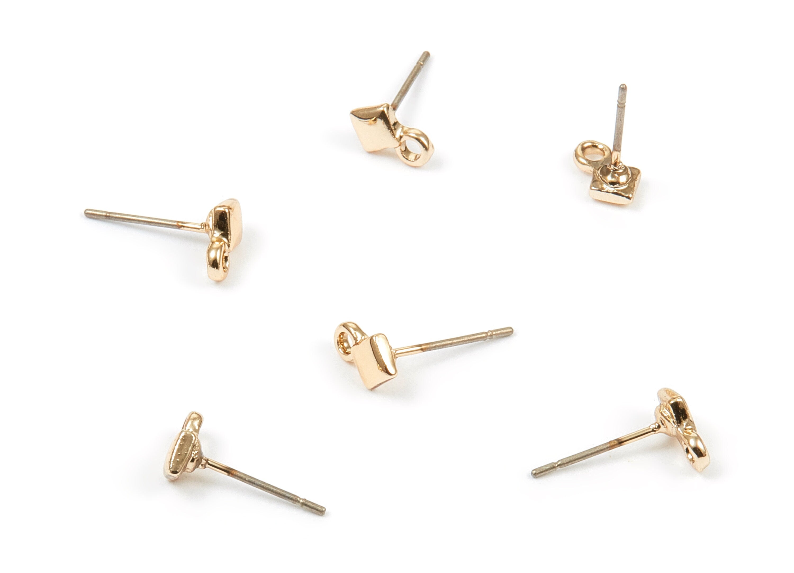 Alloy Square Earring Stud - Zinc Alloy Square Earring Post - Gold Tone Plated - Earring Findings - 13.73x7.72x1.4mm - ZZ1330 - DOMEDBAZAAR
