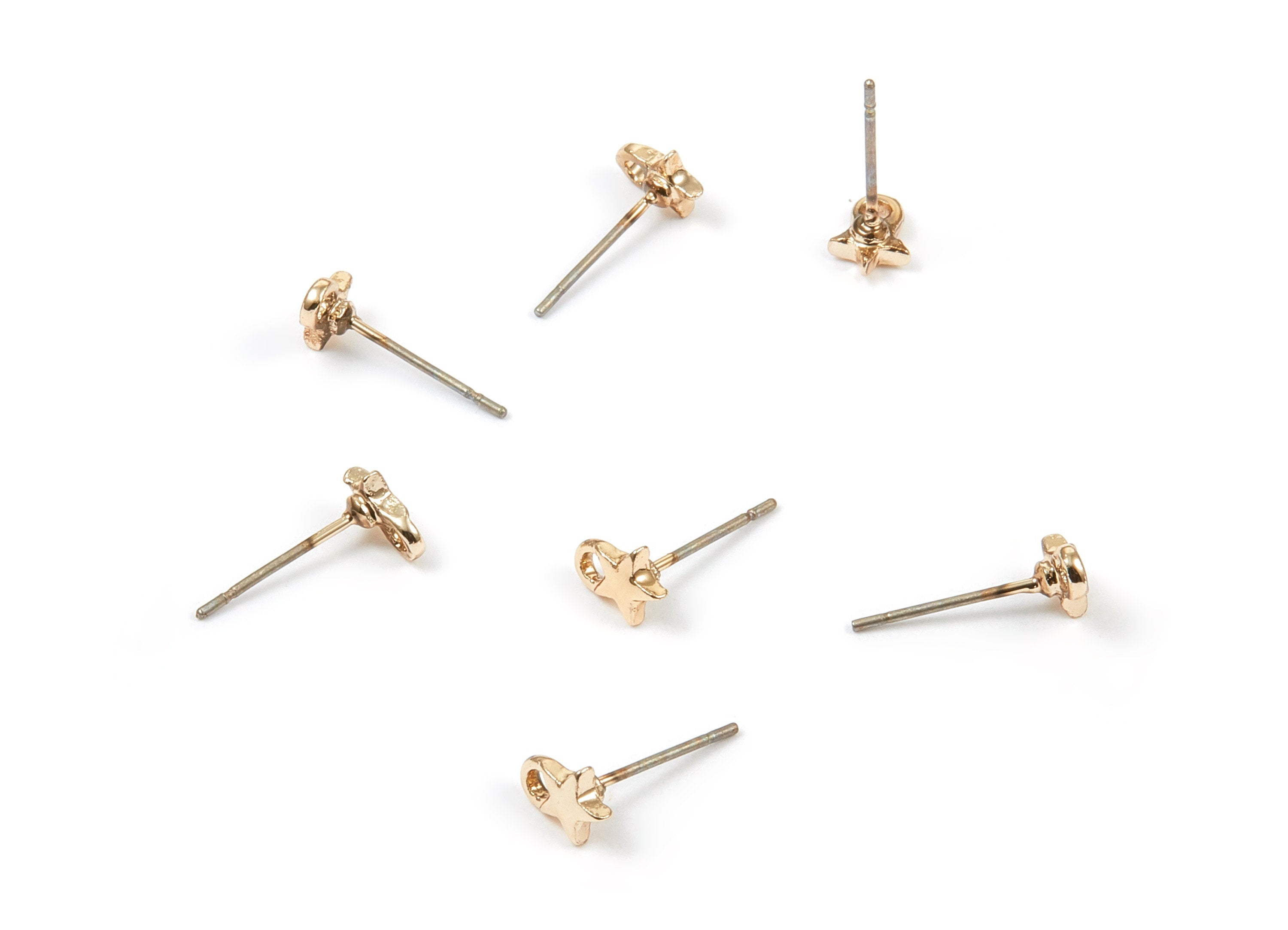Alloy Star Earring Stud - Zinc Alloy Star Earring Post - Gold Tone Plated - Earring Findings - Jewelry Supplies - 13.98x6.98x1.4mm - ZZ1338 - DOMEDBAZAAR