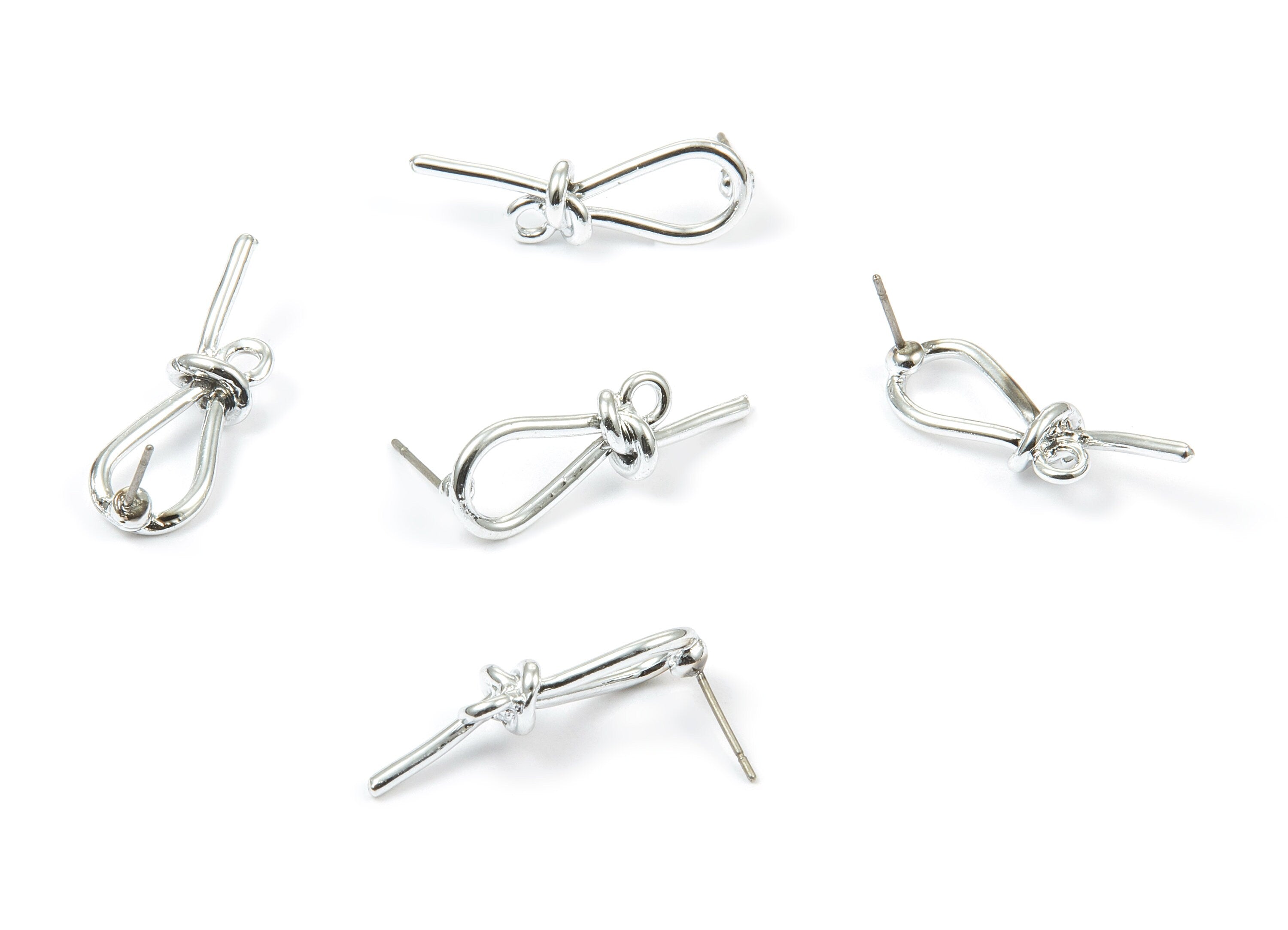 Alloy Bow Earring Stud - Zinc Alloy Bow Earring Post - Silver Tone Plated - Earring Findings - Jewelry Supplies - 28.88x9.52mm - ZZ1351 - DOMEDBAZAAR