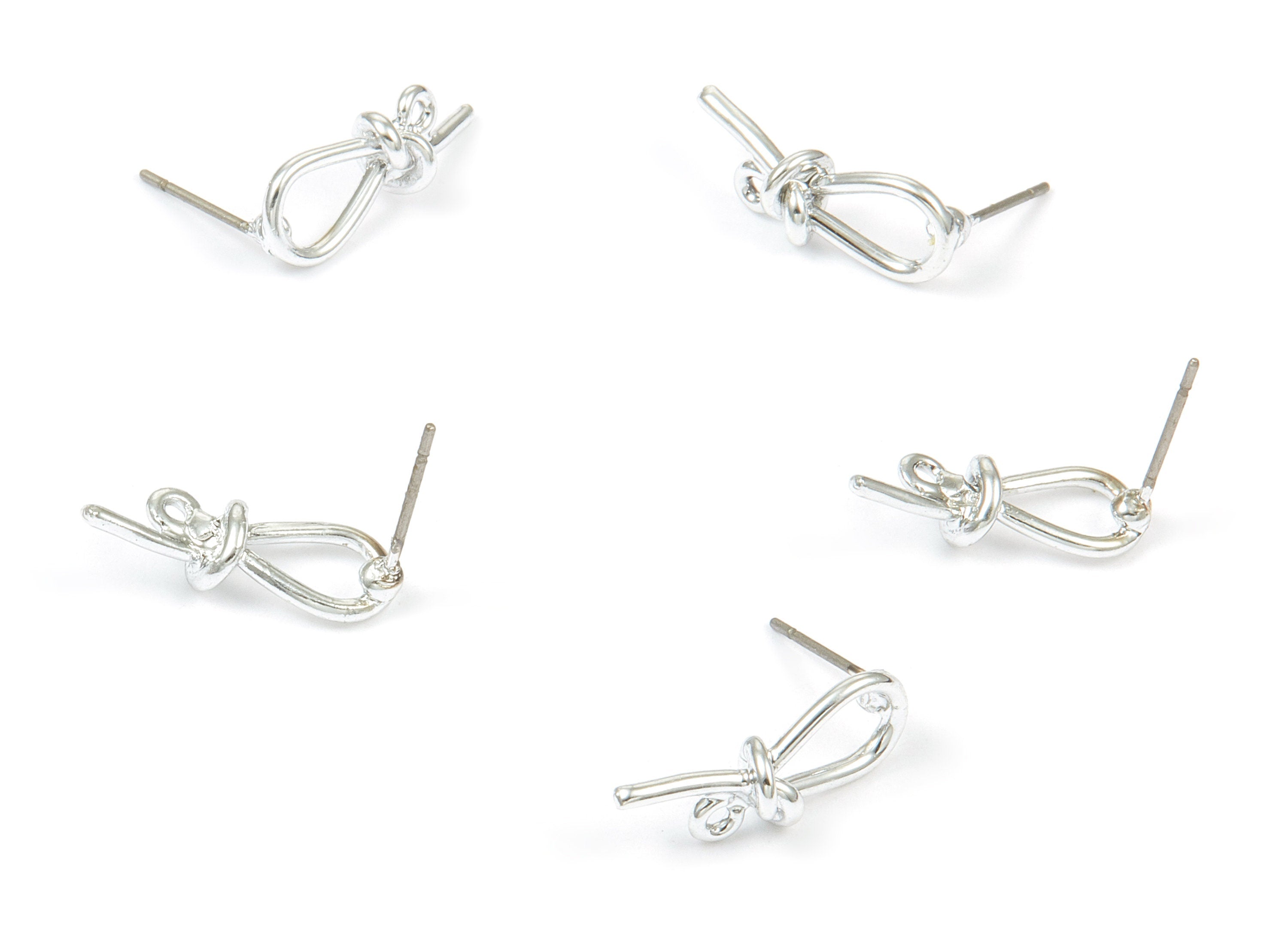 Alloy Bow Earring Stud - Zinc Alloy Bow Earring Post - Silver Tone Plated - Earring Findings - Jewelry Supplies - 19.57x7.37mm - ZZ1346 - DOMEDBAZAAR