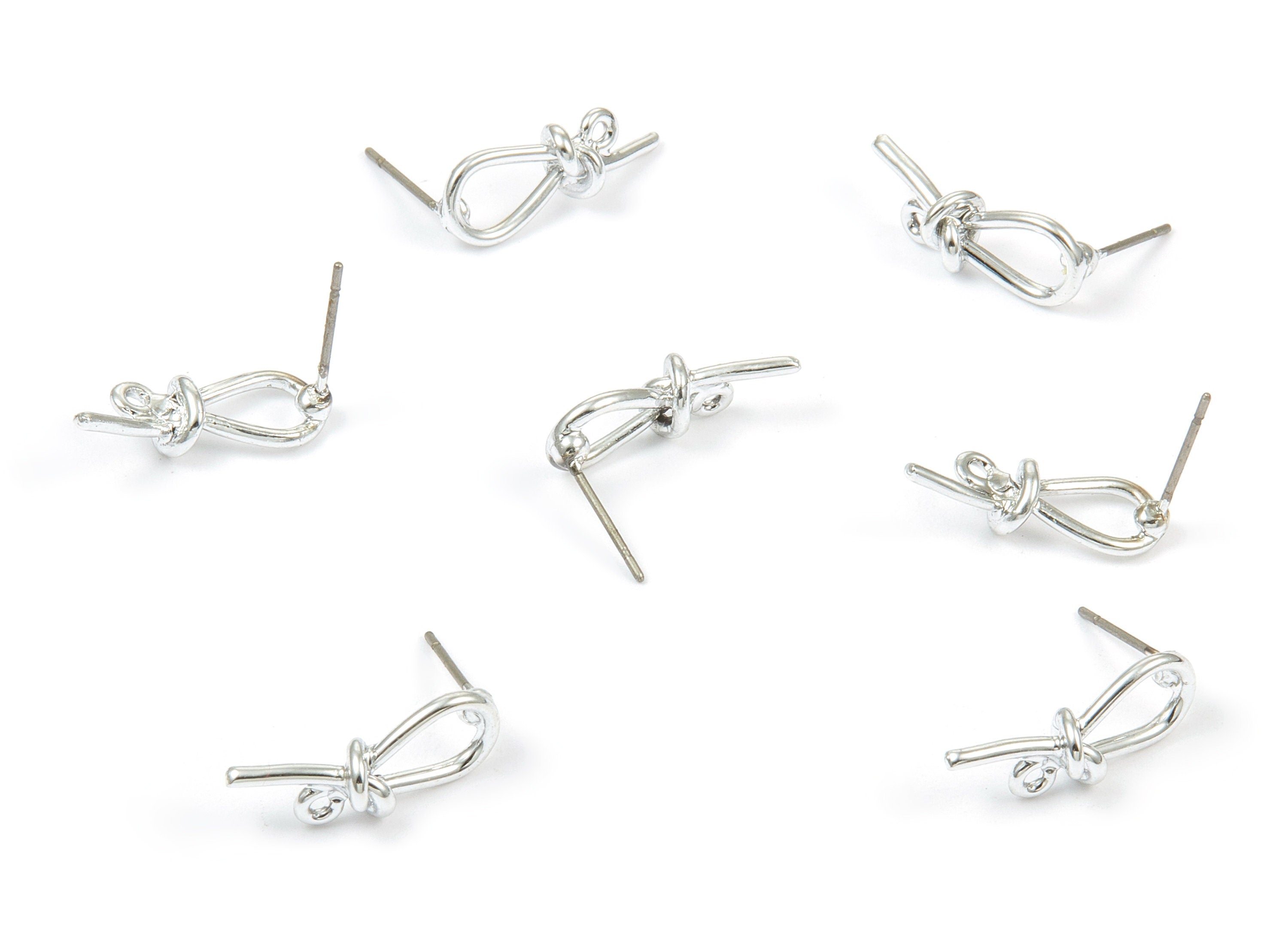 Alloy Bow Earring Stud - Zinc Alloy Bow Earring Post - Silver Tone Plated - Earring Findings - Jewelry Supplies - 19.57x7.37mm - ZZ1346 - DOMEDBAZAAR