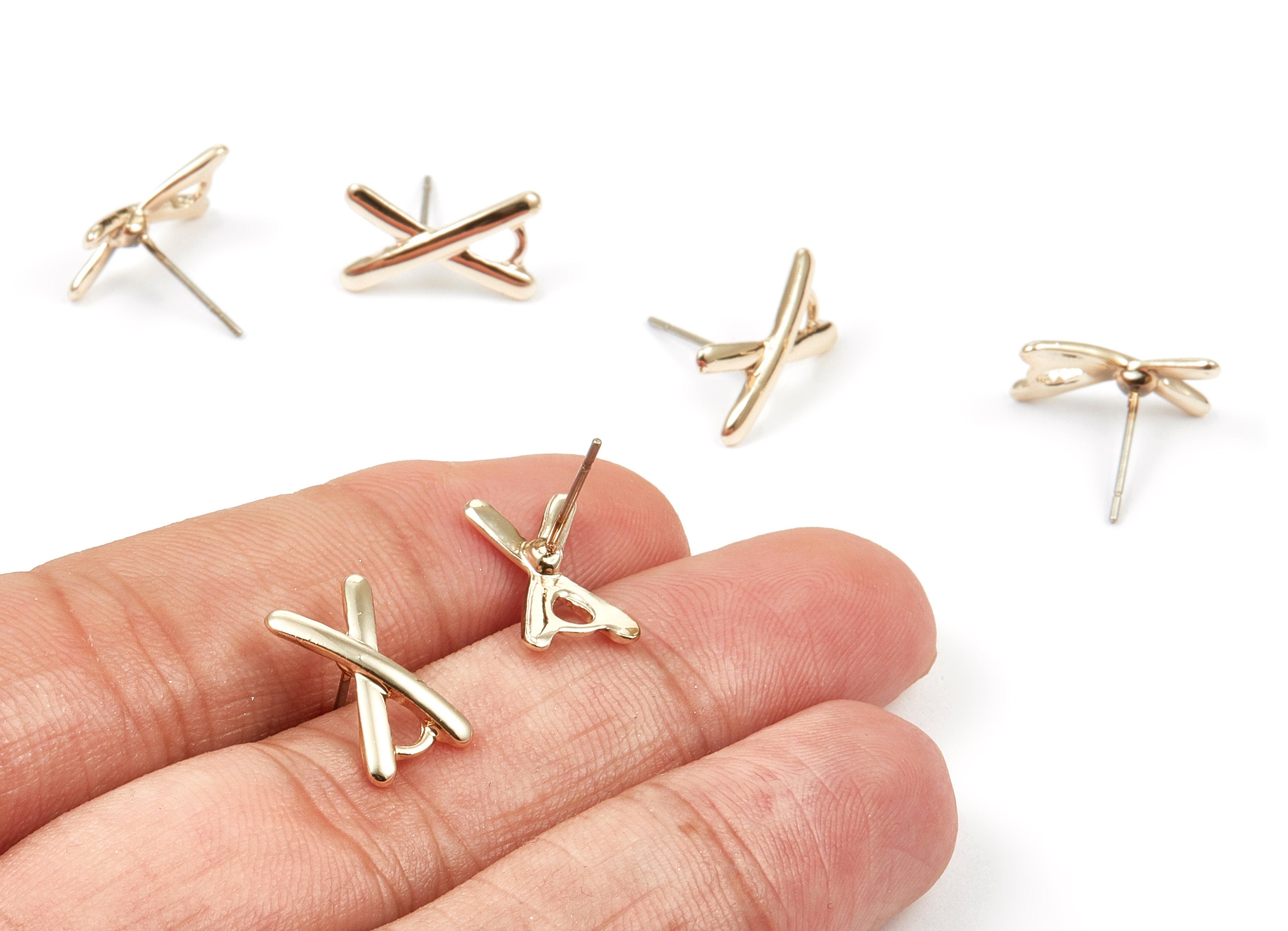 Alloy Geometric Earring Stud - Zinc Alloy Geometric Earring Post - Gold Tone Plated - Earring Findings - 14.62x8.69x1.56mm - ZZ1341 - DOMEDBAZAAR