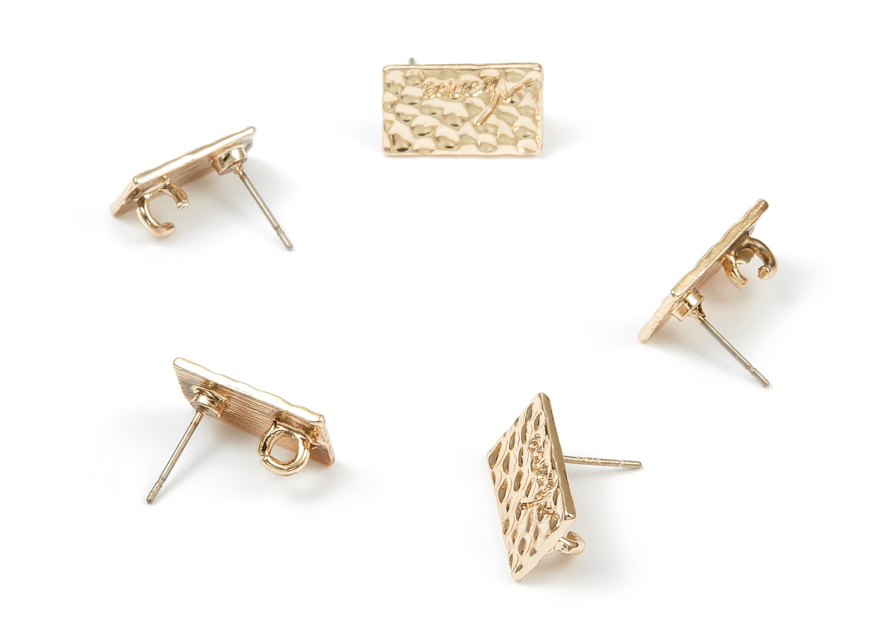 Alloy Rectangle Earring Stud - Zinc Alloy Rectangle Earring Post - Gold Tone Plated - Earring Findings - 15.9x9.61x1.1mm - ZZ1359 - DOMEDBAZAAR