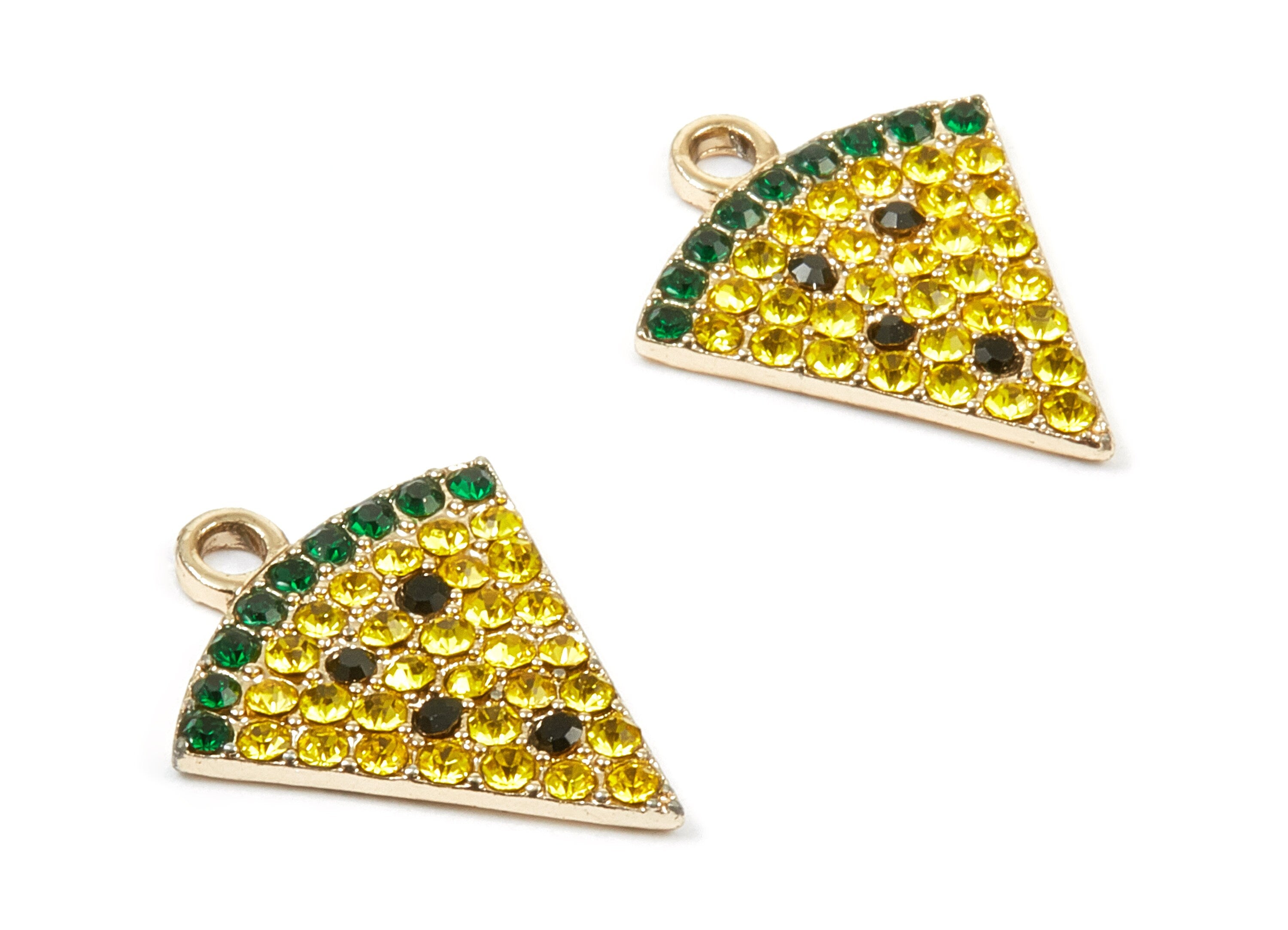 Alloy Watermelon Charms - Zinc Alloy Fan Earrings - Necklace Pendant - Gold Tone Plated - Earring Findings - 23.86x19.22x1.86mm - ZZ1378 - DOMEDBAZAAR