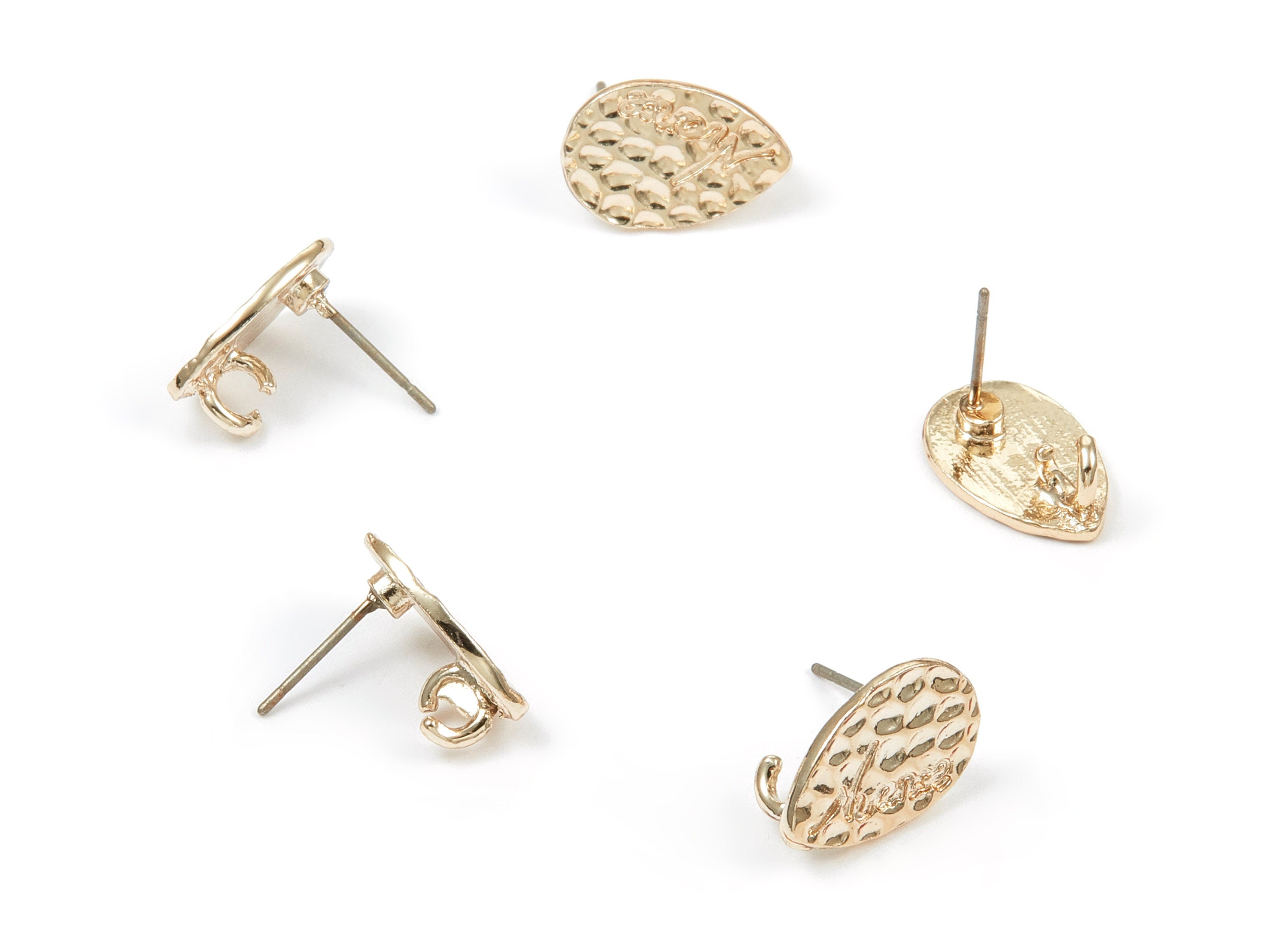 Alloy Drop Earring Stud - Zinc Alloy Drop Earring Post - Gold Tone Plated - Earring Findings - Jewelry Supplies - 14.74x10.11x1.1mm - ZZ1357 - DOMEDBAZAAR
