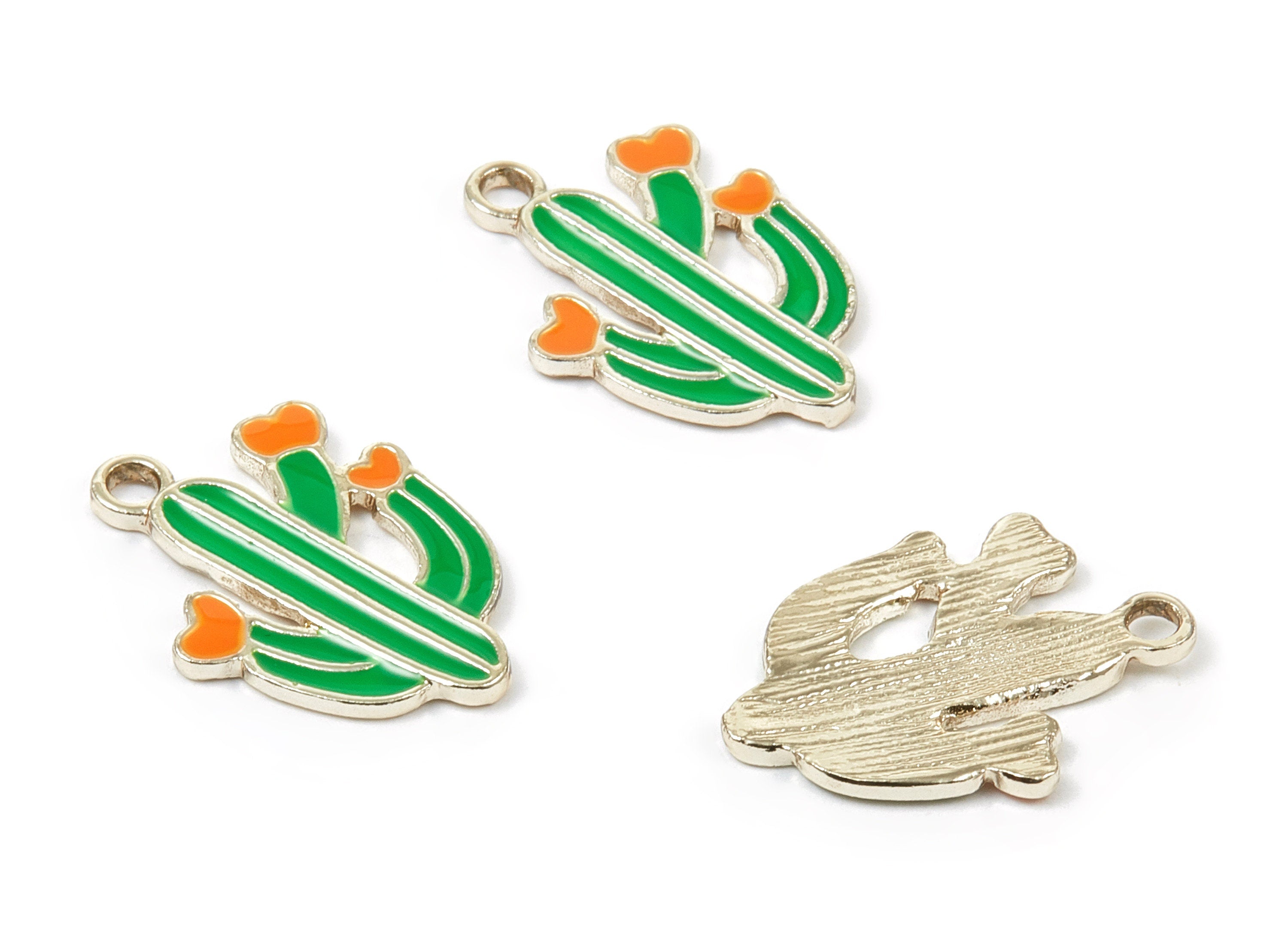 Alloy Cactus Charms - Zinc Alloy Cactus Earrings - Gold Tone Plated - Necklace Pendant - Jewelry Supplies - 25.4x18.73x1.59mm - ZZ1369 - DOMEDBAZAAR