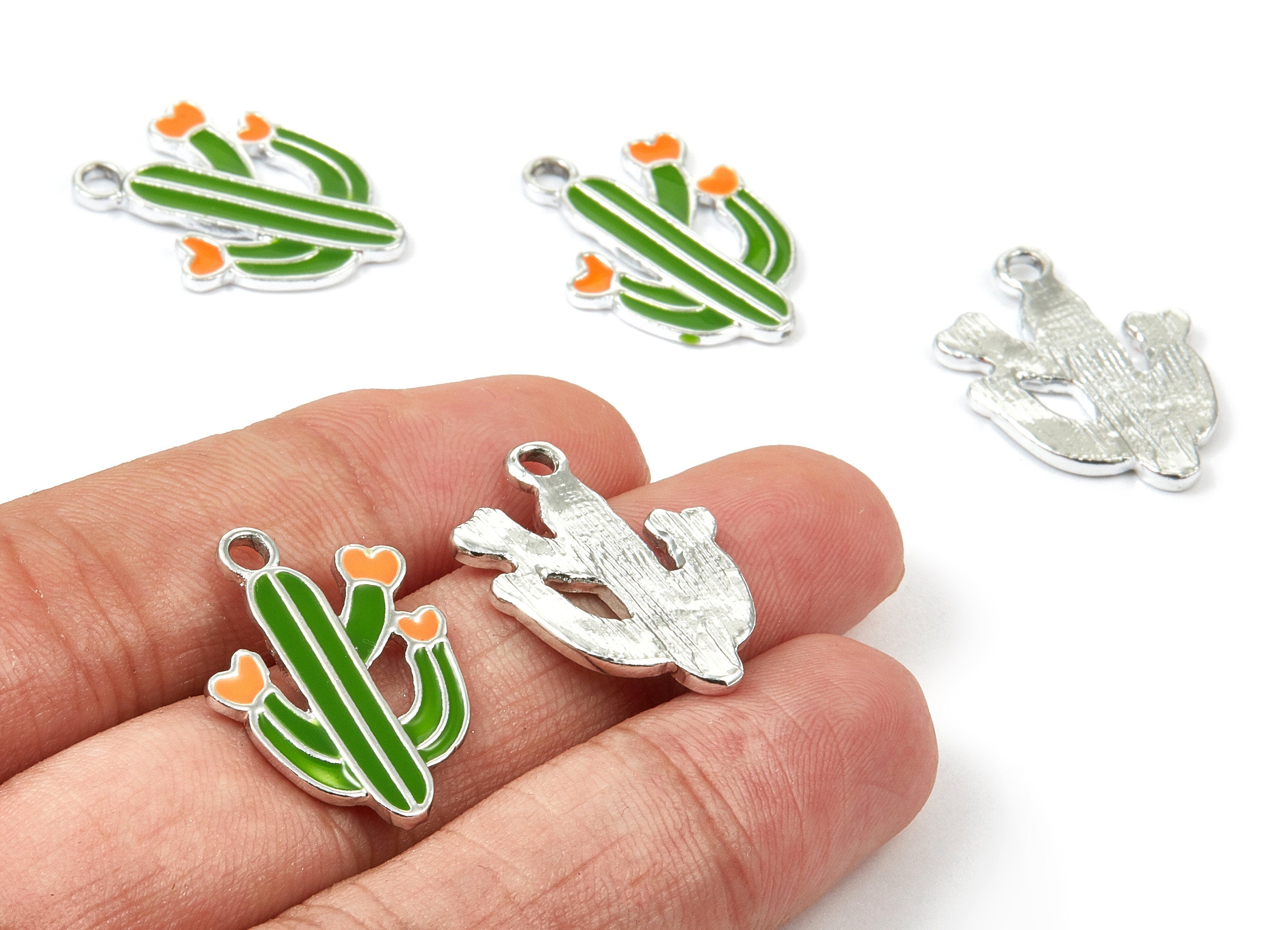 Alloy Cactus Charms - Zinc Alloy Cactus Earrings - Gold Tone Plated - Necklace Pendant - Jewelry Supplies - 25.4x18.73x1.59mm - ZZ1370 - DOMEDBAZAAR