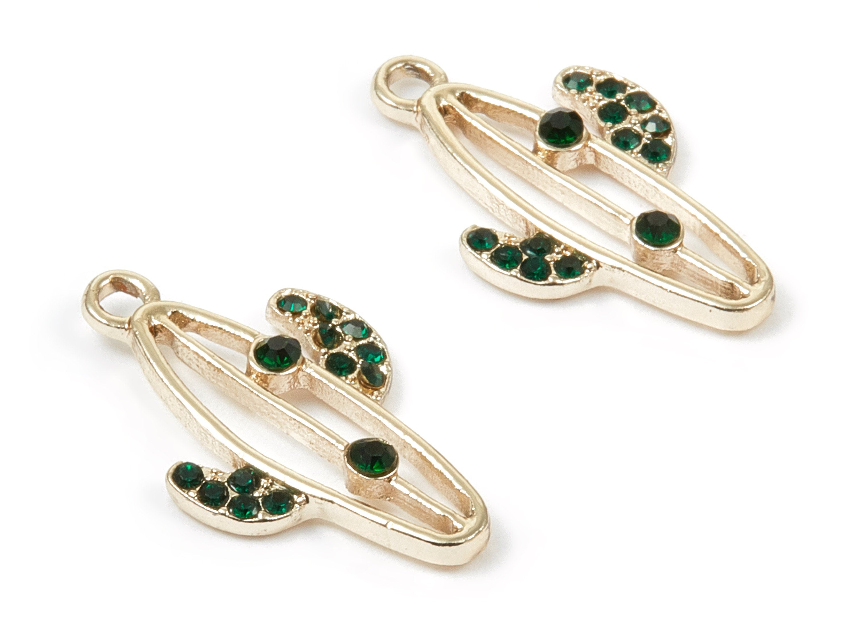 Alloy Cactus Charms - Zinc Alloy Cactus Earrings - Gold Tone Plated - Necklace Pendant - Jewelry Supplies - 27.98x16.49x1.94mm - ZZ1361 - DOMEDBAZAAR