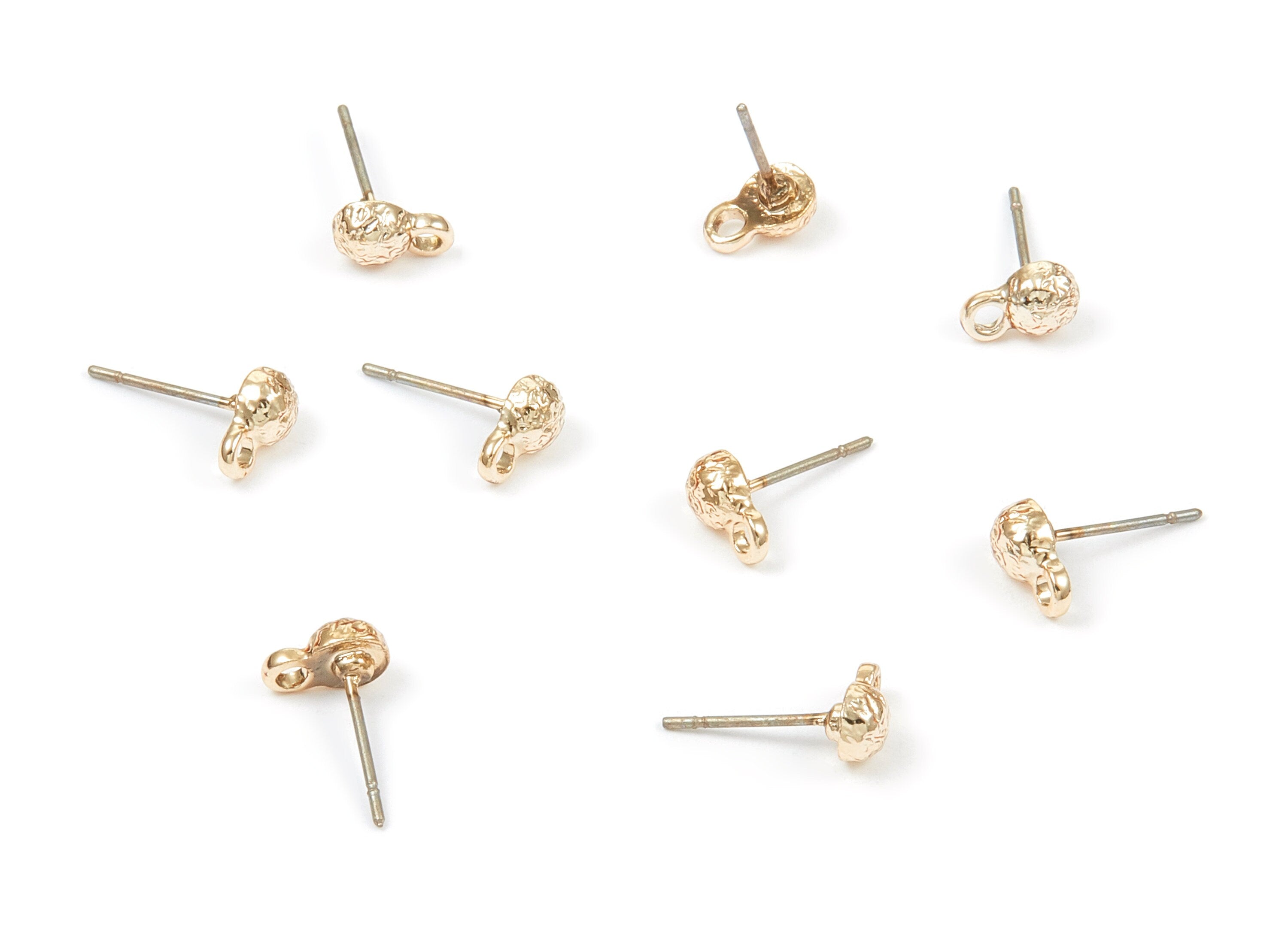 Alloy Semi Ball Earring Stud - Zinc Alloy Semi Ball Earring Post - Gold Tone Plated - Earring Findings - 13.2x7.49mm - ZZ1331 - DOMEDBAZAAR
