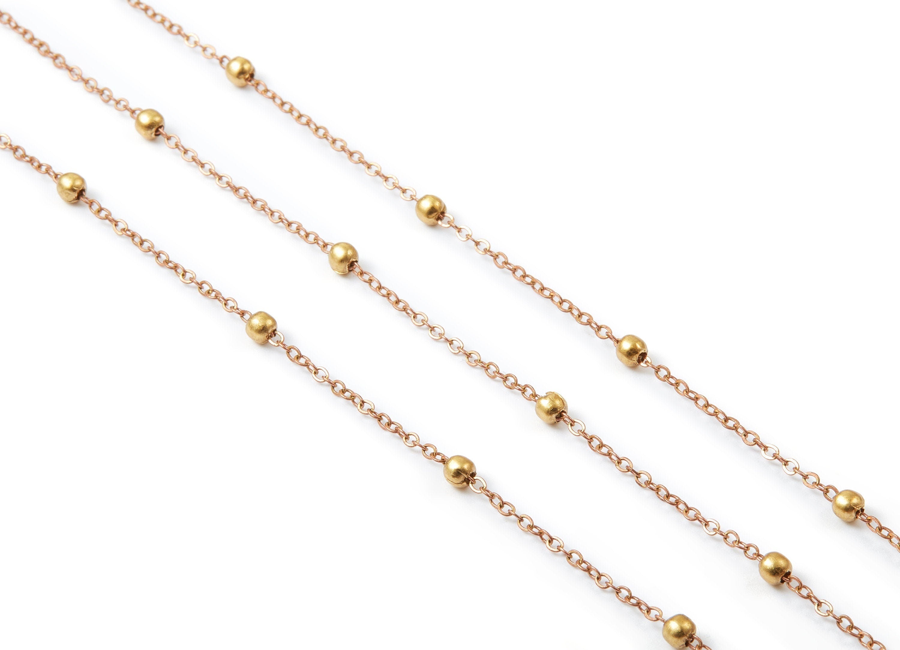 Ball Satellite Flat Cable Chain -Iron Chain - Soldered - 0.08&quot; x 0.06&quot; x 0.13&quot; - Necklace Jewellery Making - CC1098 - DOMEDBAZAAR