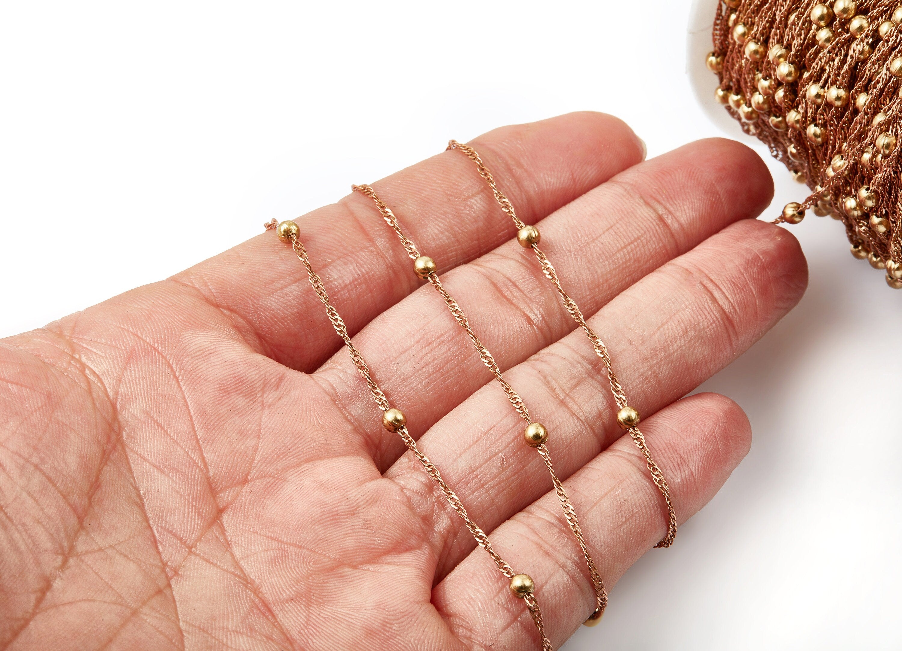 Ball Satellite Water Wave Chain - Twisted Curb Iron Chain -  Soldered - 0.06&quot; x 0.10&quot; x 0.13&quot; - for Necklace Jewellery Making - CC1111 - DOMEDBAZAAR