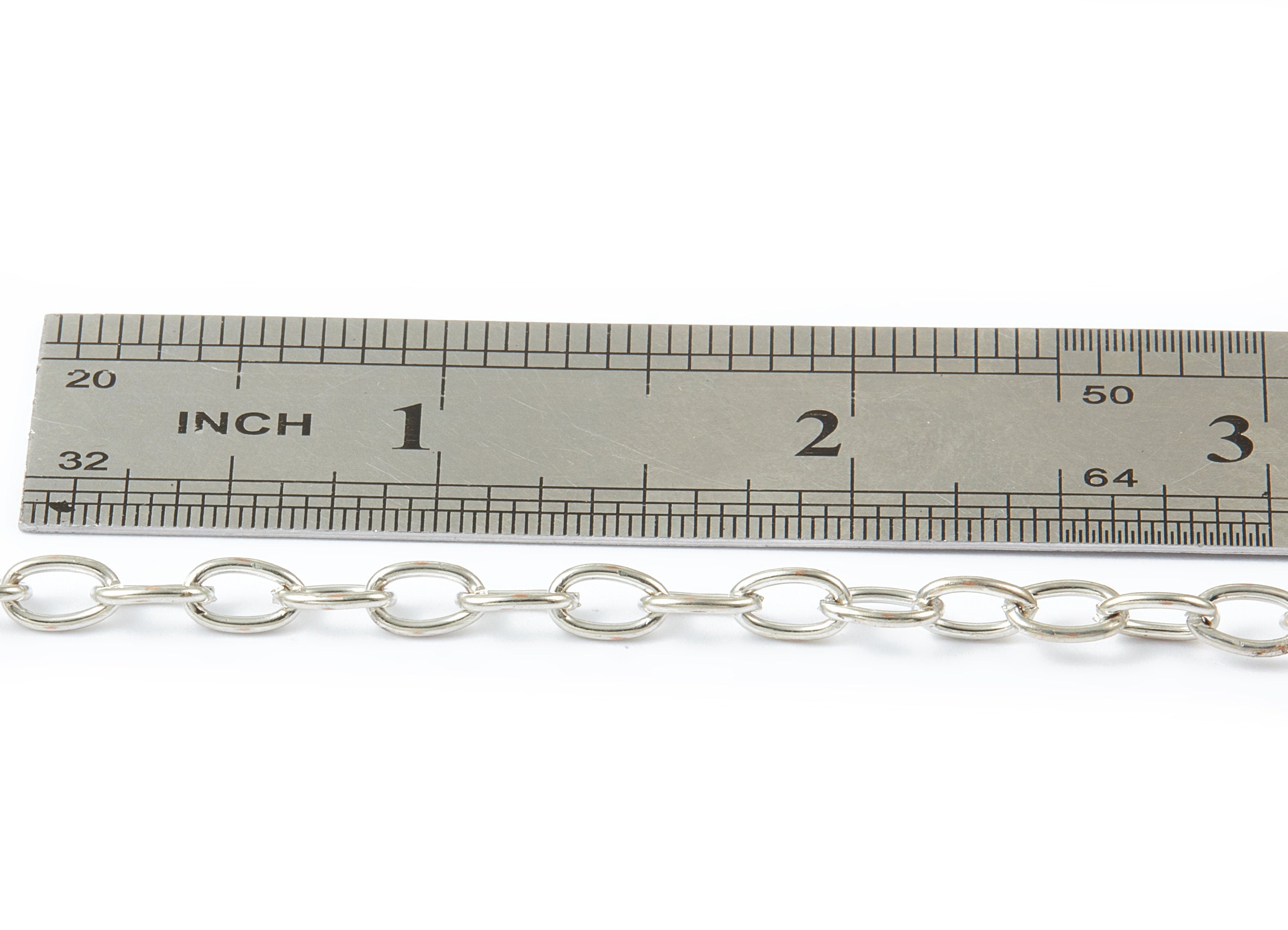 Cable Chain - Silver Tone Plated Iron Chain - Unsoldered Link Chain - 0.28&quot; x 0.16&quot; x 0.04&quot; - Necklace Bracelet Jewelry Making - CC1114S - DOMEDBAZAAR