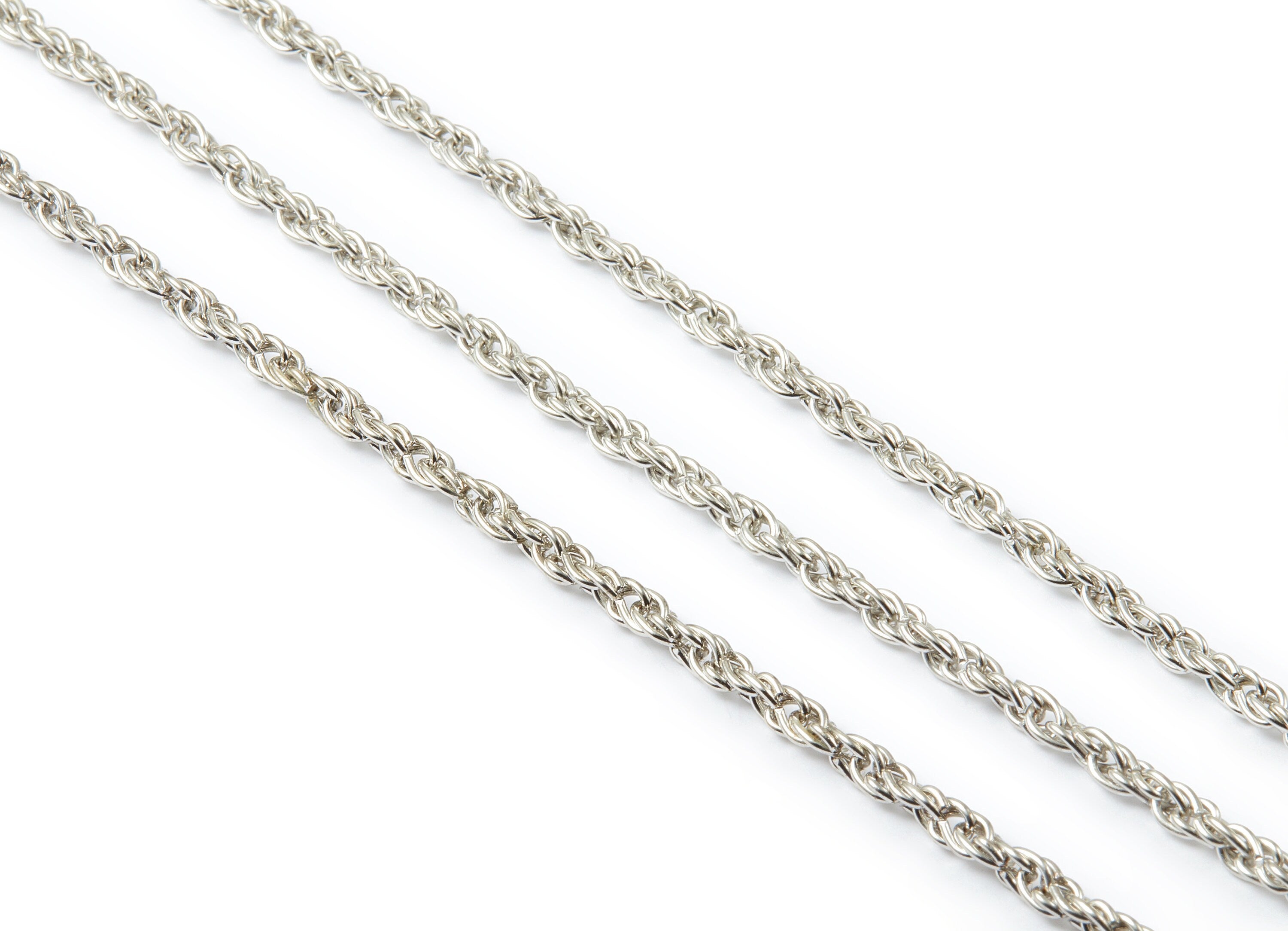 Rope Chain -Silver Tone Plated Iron Chain - Unsoldered Rope Chain - 0.22&quot; x 0.14&quot; x 0.03&quot; - for Necklace  Jewellery Making - CC1116S - DOMEDBAZAAR