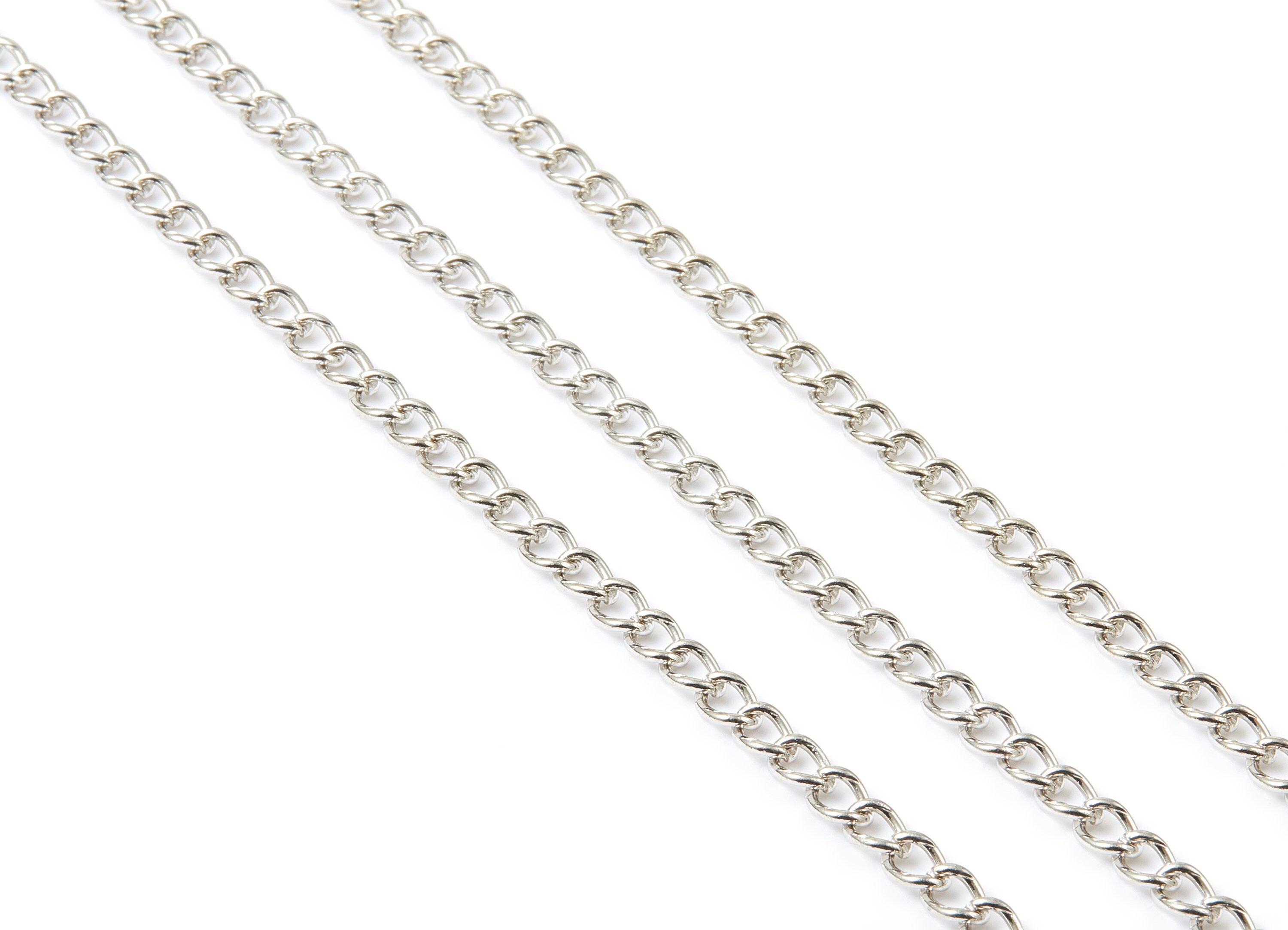 Curb Chain - Iron Military Chain -  Silver Tone Plated - Keychain - Unsoldered Link - for Jewelry Making - 0.24&quot; x 0.16&quot; x 0.04&quot; - CC1118S - DOMEDBAZAAR