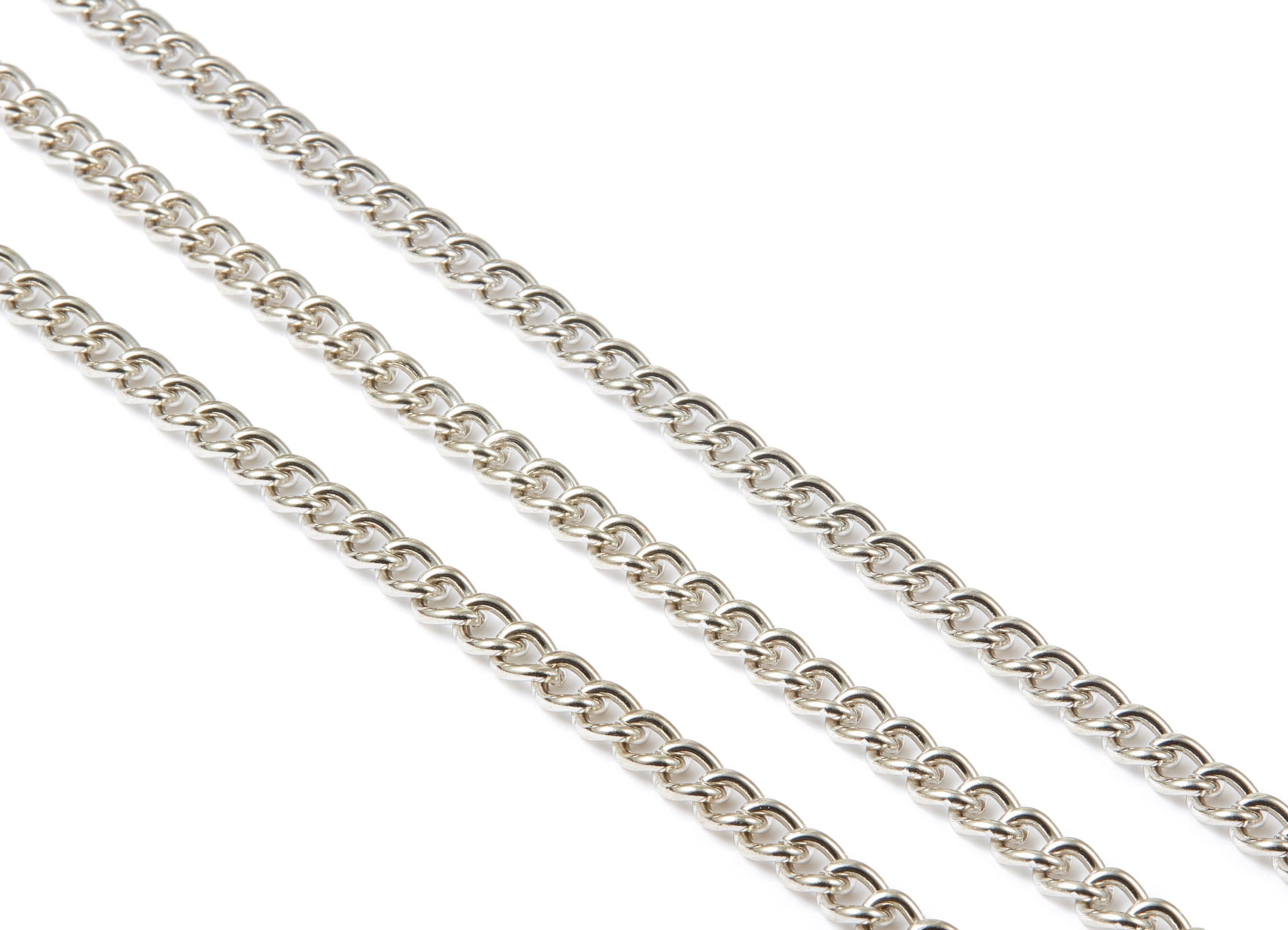 Curb Chain - Iron Military Chain -  Silver Tone Plated - Keychain - Unsoldered Link - for Jewelry Making - 0.26&quot; x 0.19&quot; x 0.04&quot; - CC1119S - DOMEDBAZAAR