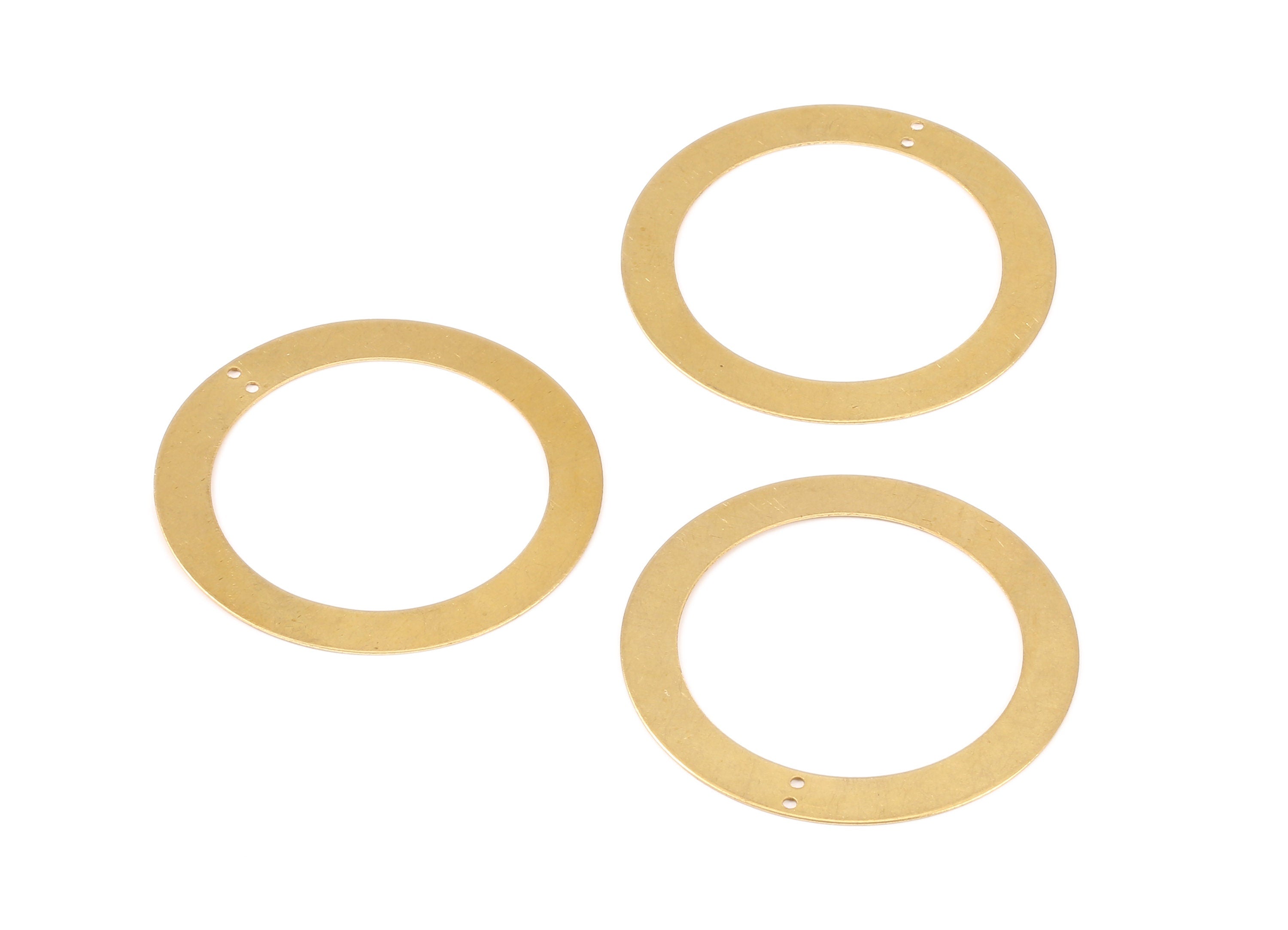 Brass Circle Connector - Raw Brass Circle Connectors With 2 Holes - Jewelry Supplies - 45x45x0.38mm - PP2181 - DOMEDBAZAAR