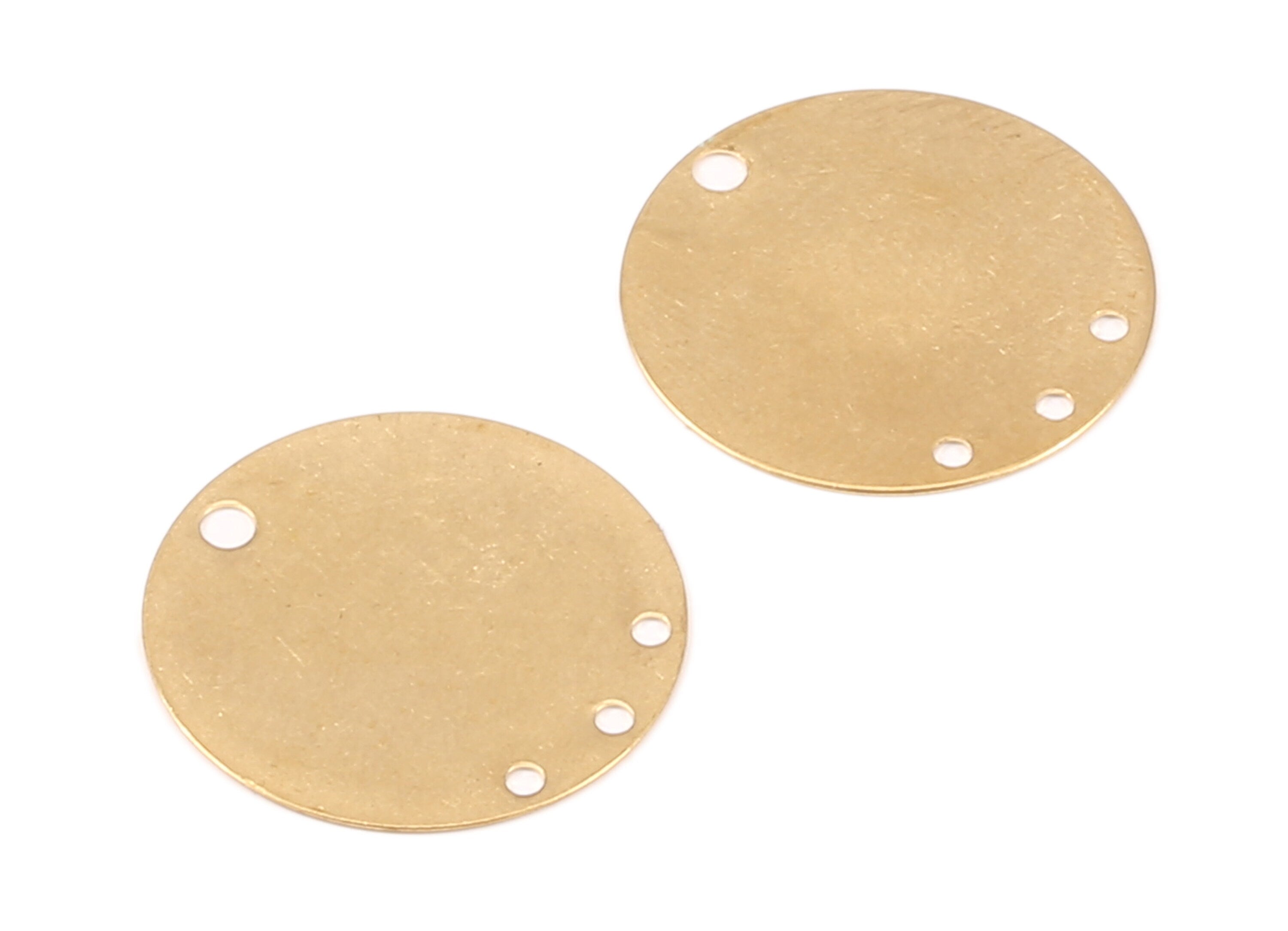 Personalized stamping blank - Brass Round Connector - Raw Brass Round Connectors With 4 Holes - Jewelry Supplies - 20x20x0.36mm - PP2282 - DOMEDBAZAAR