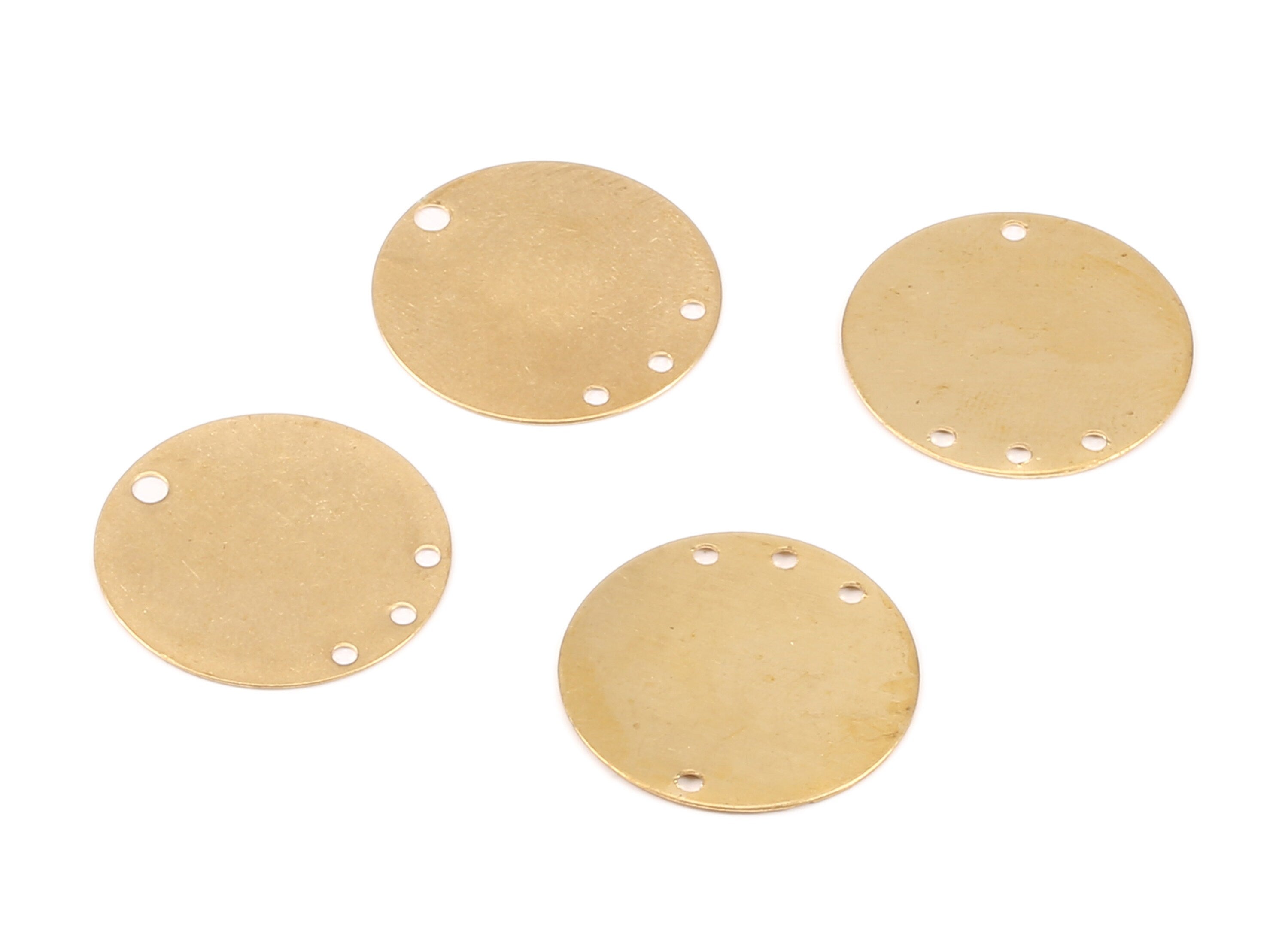 Personalized stamping blank - Brass Round Connector - Raw Brass Round Connectors With 4 Holes - Jewelry Supplies - 20x20x0.36mm - PP2282 - DOMEDBAZAAR