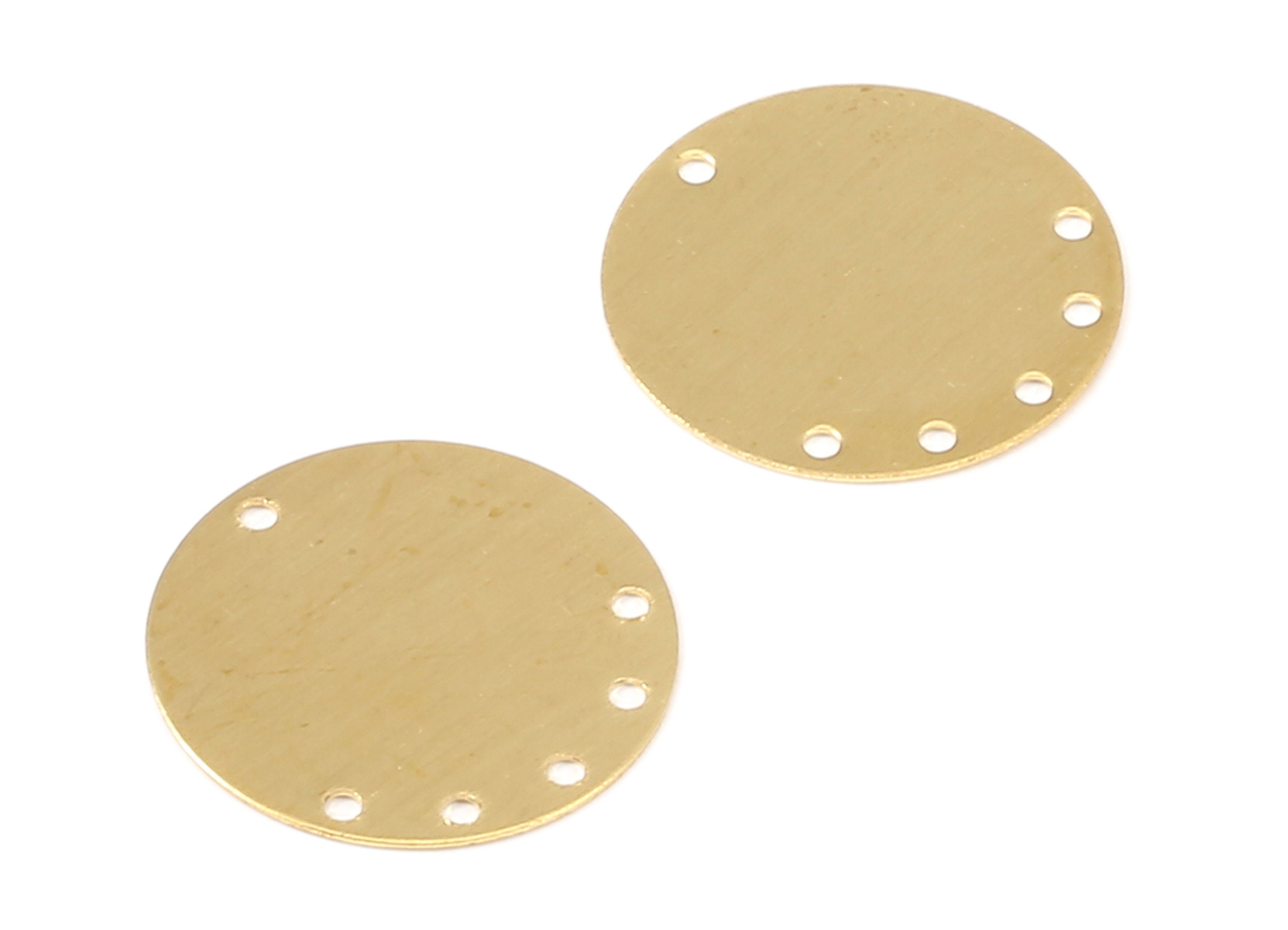 Brass Round Connector - Raw Brass Round Connectors With 6 Holes - Jewelry Supplies - 20.05x20.05x0.38mm - PP2285 - DOMEDBAZAAR