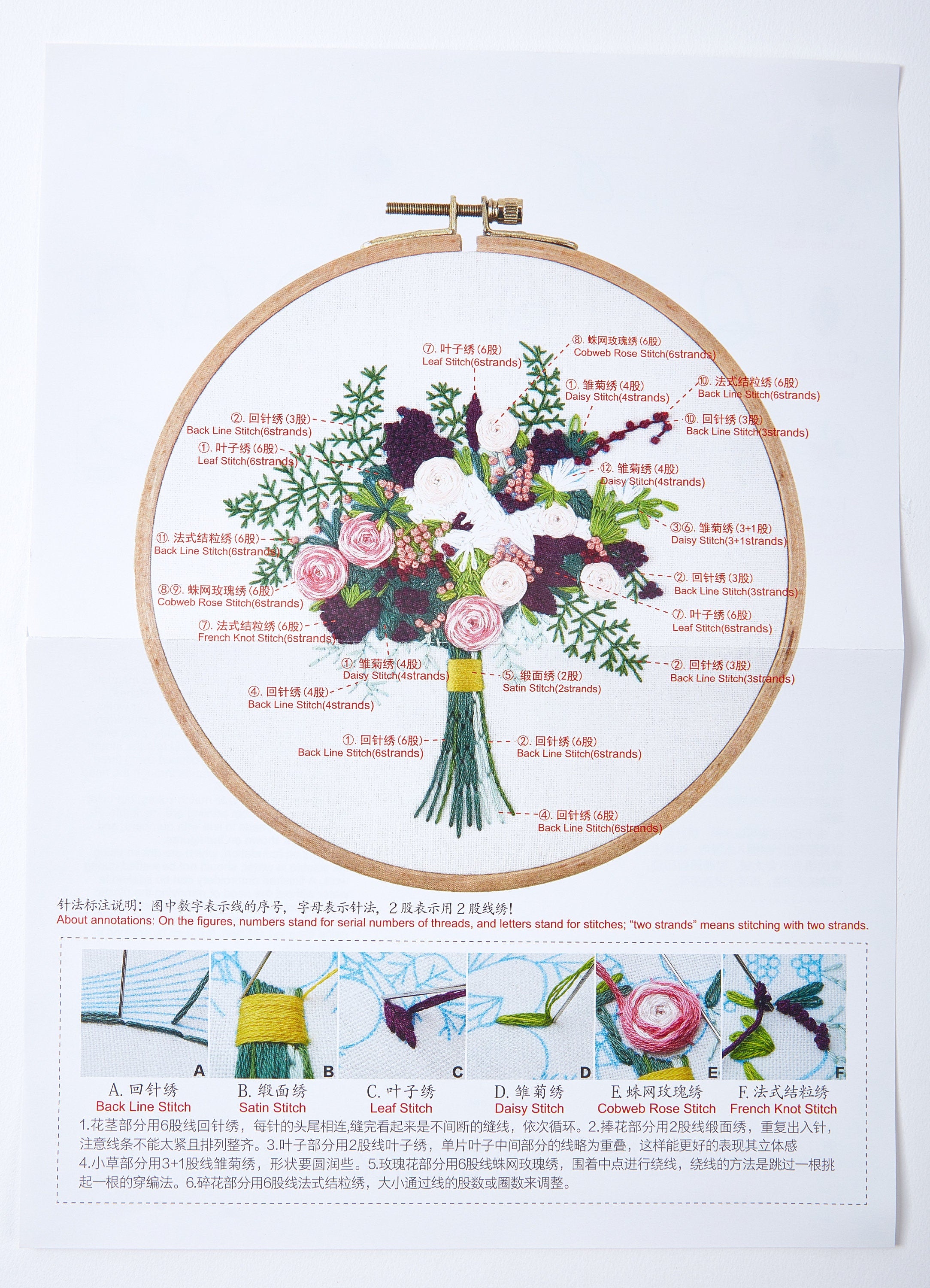 Plants Embroidery Kit - Hand Embroidery Kit - Embroidered Flowers - Modern Embroidery Kit - Embroidery Accessories - 148x130mm - HM511160 - DOMEDBAZAAR