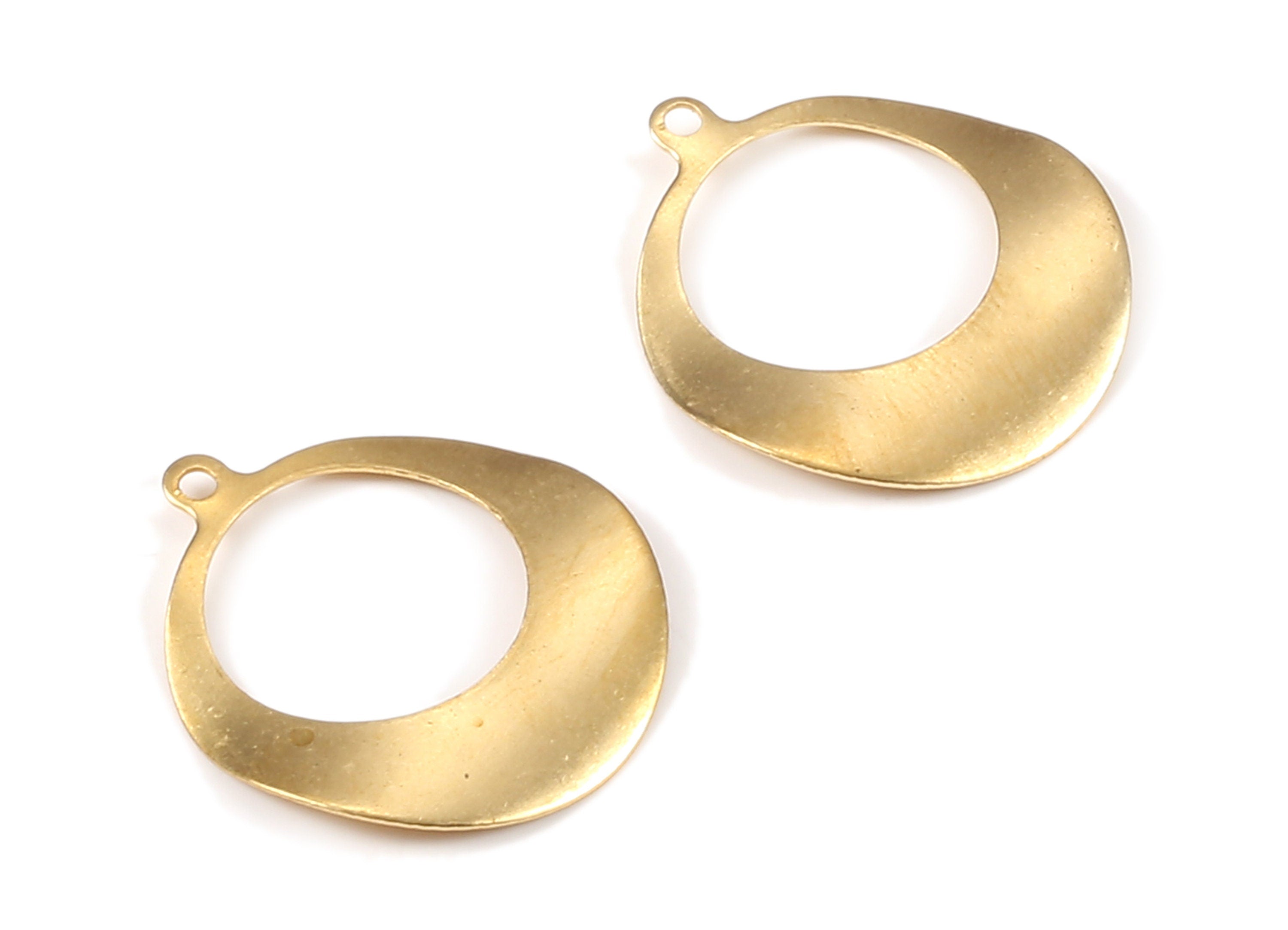 Brass Circle Charms - Raw Brass Round Earrings and Pendant - Earring Findings - Jewelry Supplies - 22.91x20.18x0.53mm - PP2186 - DOMEDBAZAAR