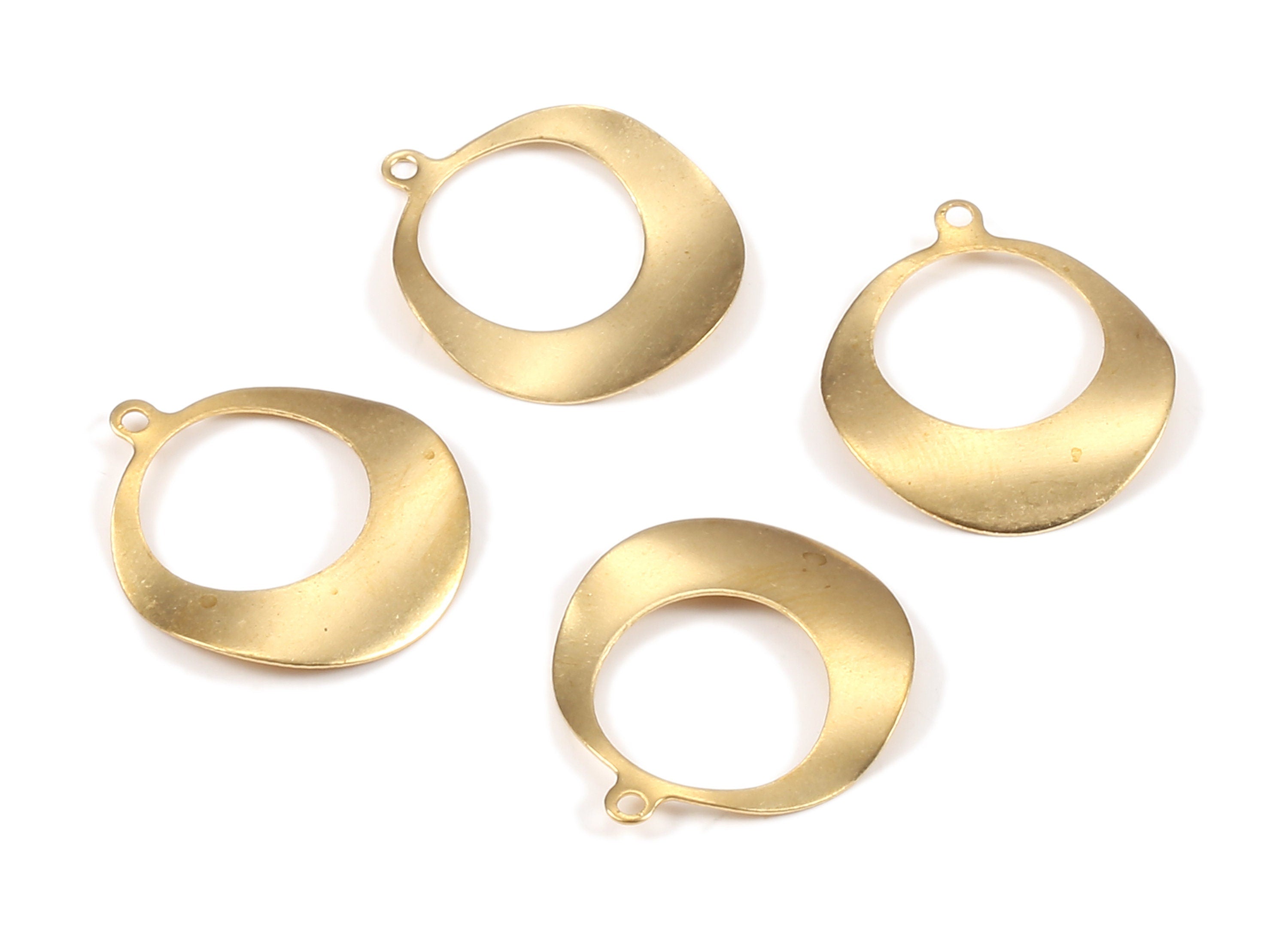 Brass Circle Charms - Raw Brass Round Earrings and Pendant - Earring Findings - Jewelry Supplies - 22.91x20.18x0.53mm - PP2186 - DOMEDBAZAAR