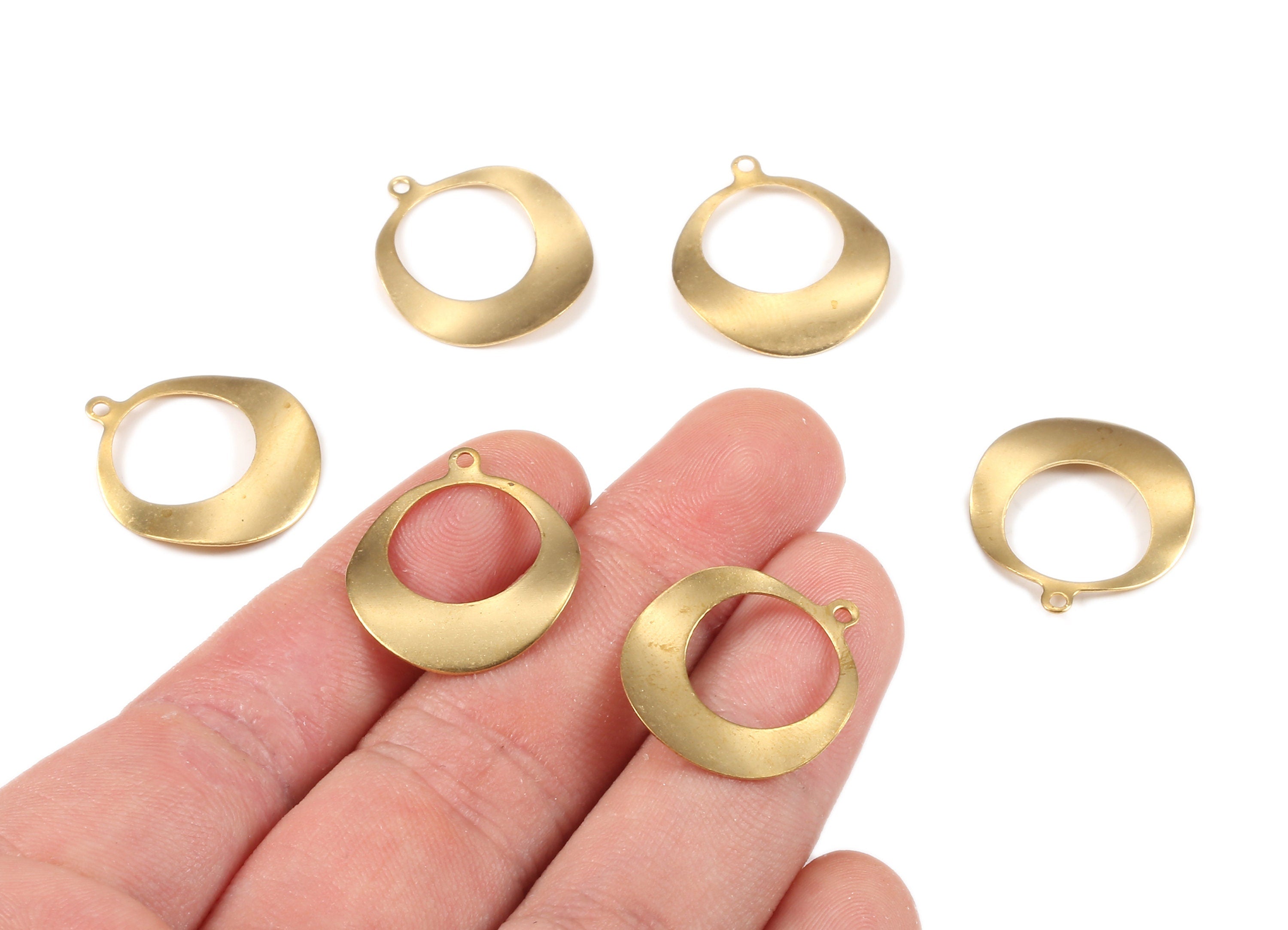 Brass Circle Charms - Raw Brass Round Earrings and Pendant - Earring Findings - Jewelry Supplies - 22.91x20.18x0.53mm - PP2186 - DOMEDBAZAAR