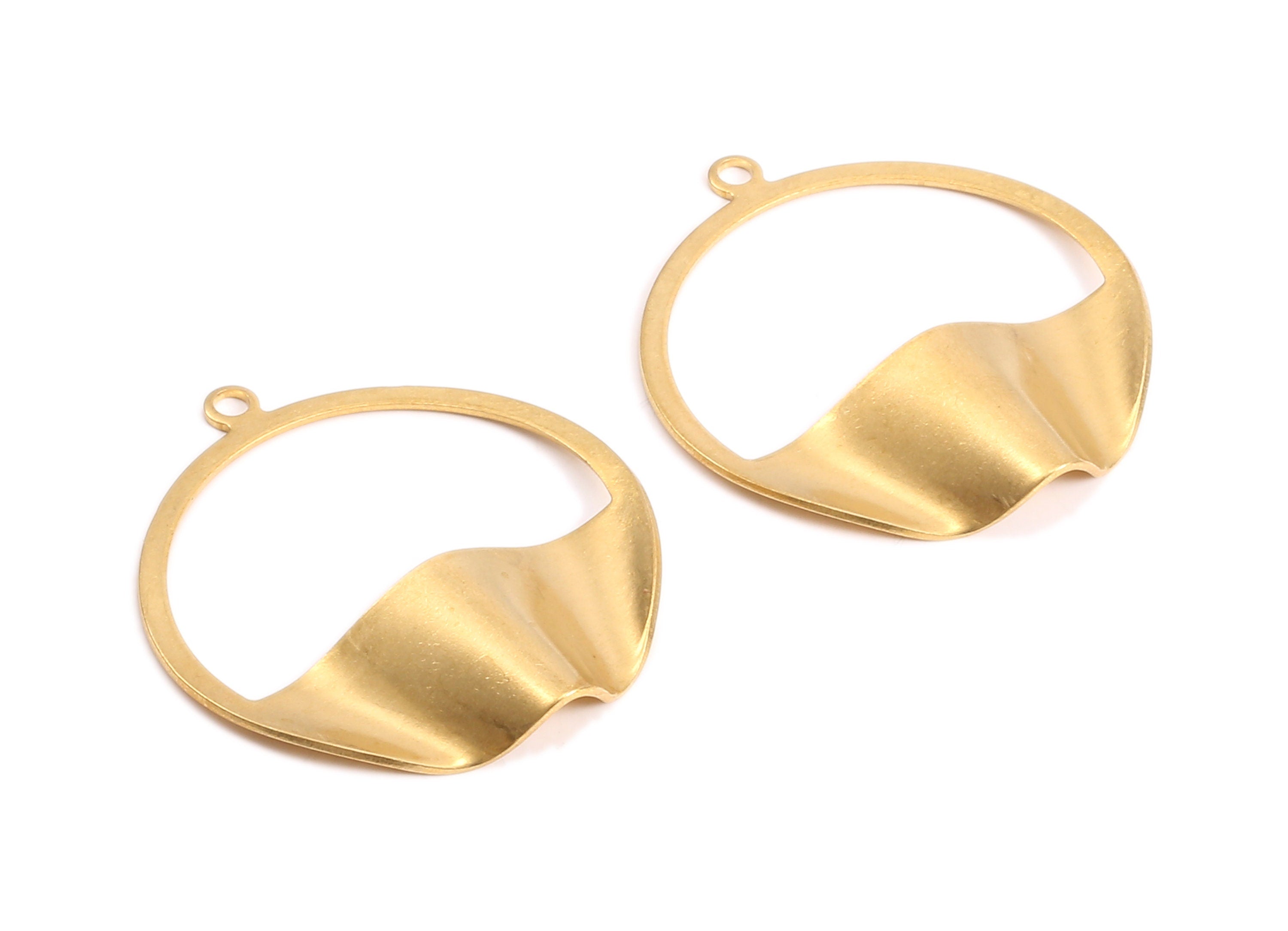 Brass Circle Charms - Raw Brass Round Earrings and Pendant - Earring Findings - Jewelry Supplies - 41.36x36.36x0.86mm - PP2177 - DOMEDBAZAAR