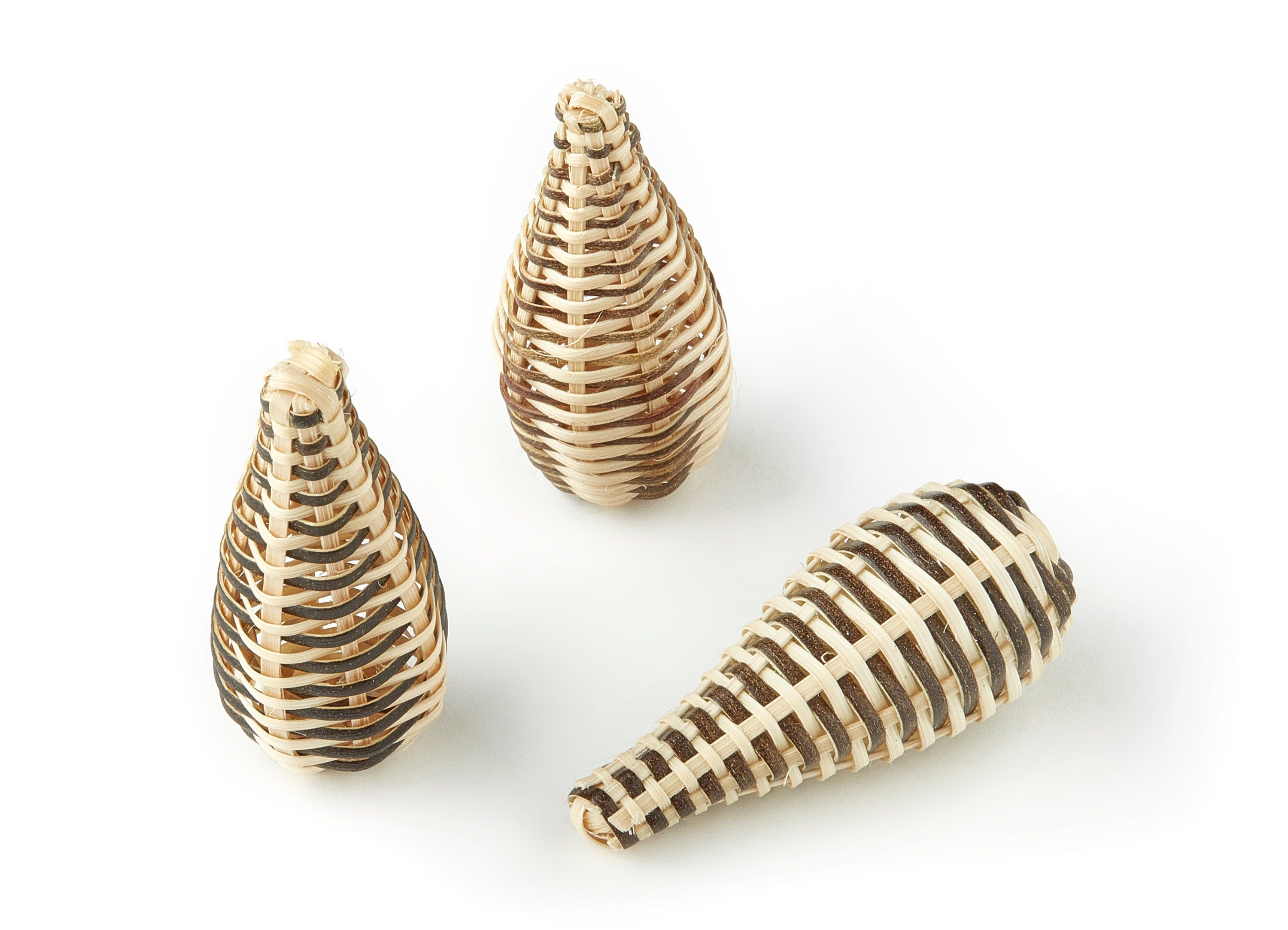 Handwoven Rattan Conical Charms - Conical Rattan Earrings and Pendant - Wooden Straw Earrings - Jewelry Handmade - 40x16.6mm - RT1300 - DOMEDBAZAAR
