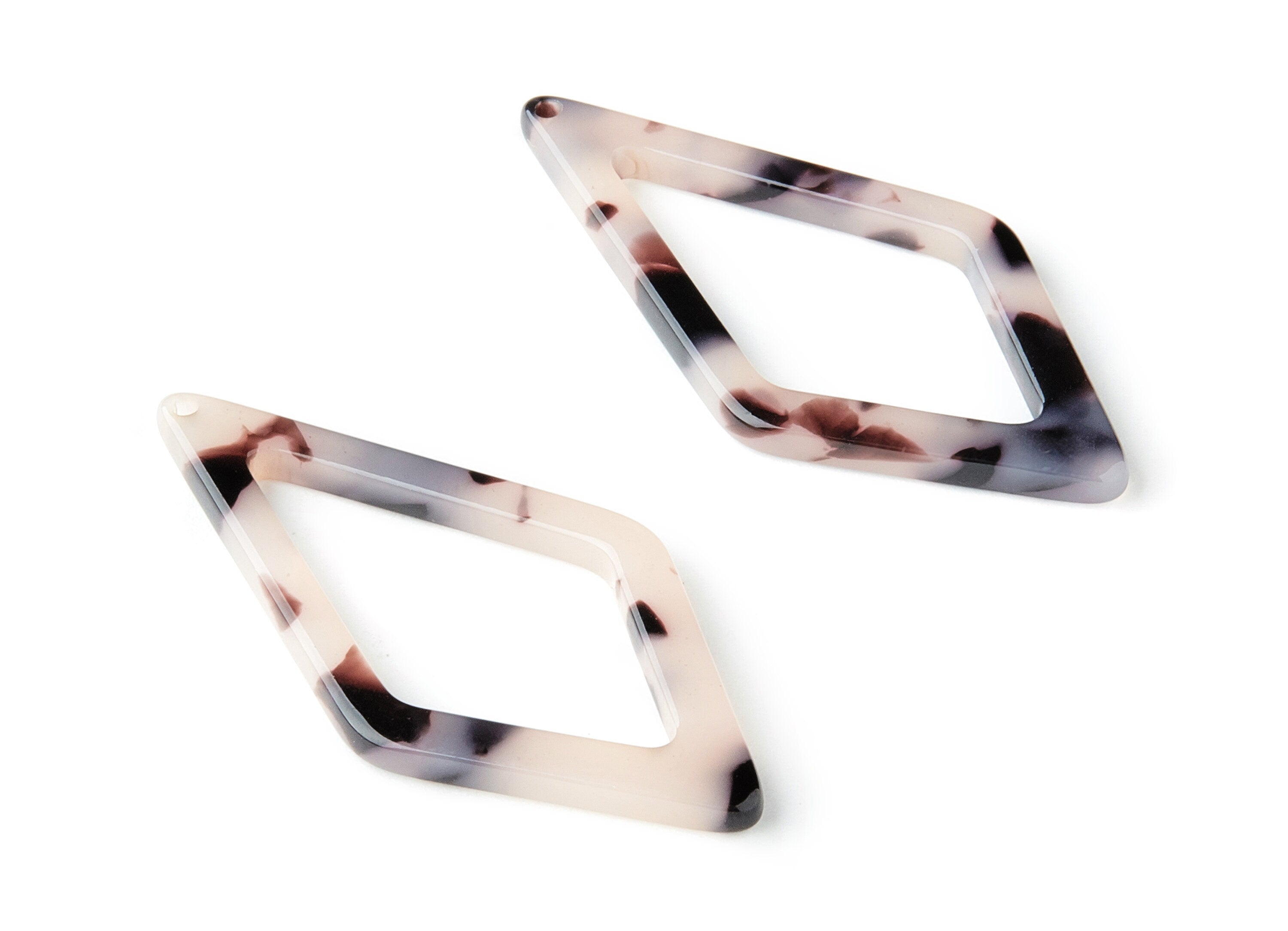 Acetate Diamond Charms - Blonde Tortoise Shell Earrings - Diamond Earrings and Pendant - Color Code:A06 - 46x22.5x2.46mm - AC1082J - DOMEDBAZAAR