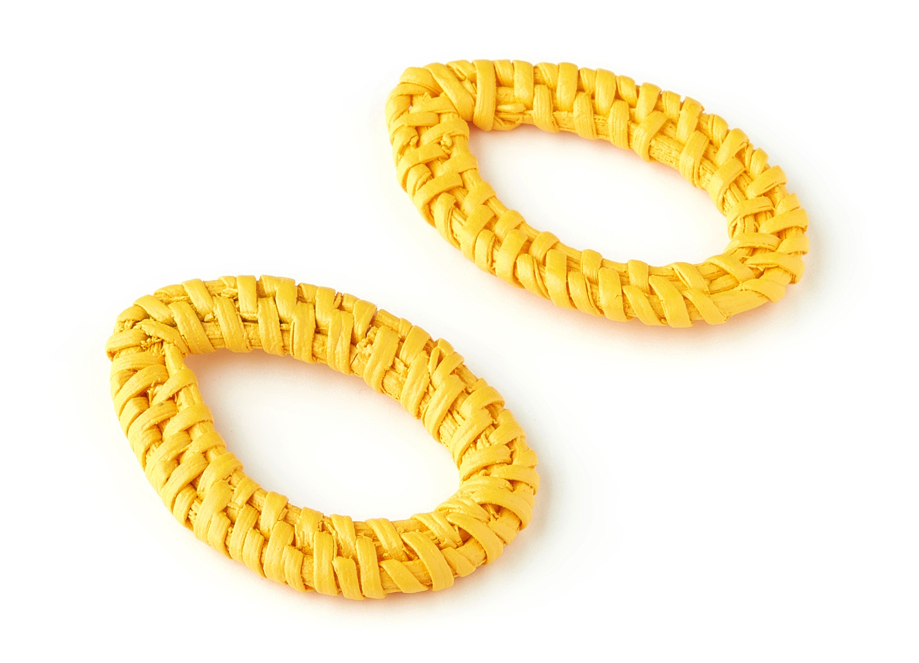 Handwoven Rattan Drop Charms - Drop Earrings and Pendant - Wooden Straw Earrings - Jewelry Handmade - 52.3x36x4.22mm - RT1299 - DOMEDBAZAAR