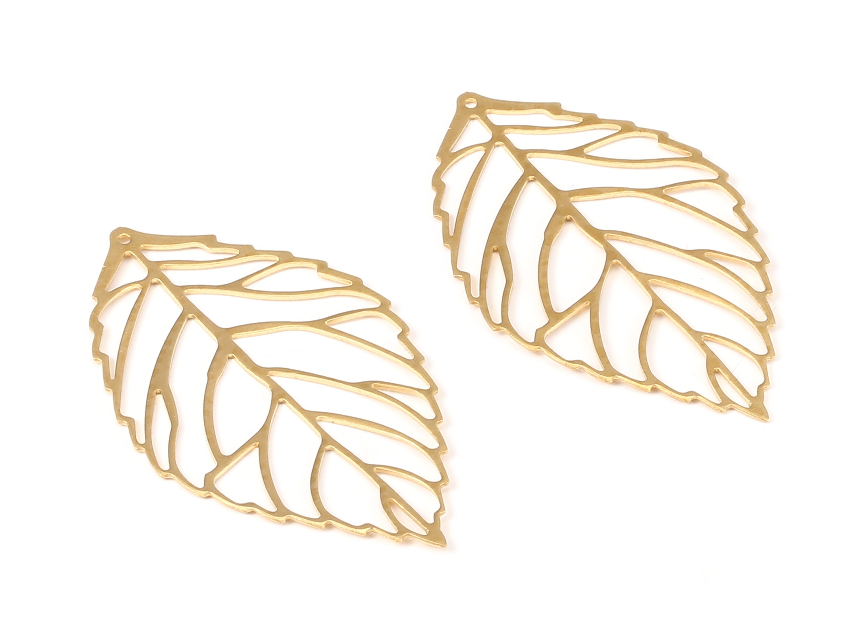 Brass Leaf Charms - Raw Brass Leaf Earrings and Pendant - Earring Findings - Jewelry Supplies - 52.81x30.84x0.58mm - PP2294 - DOMEDBAZAAR