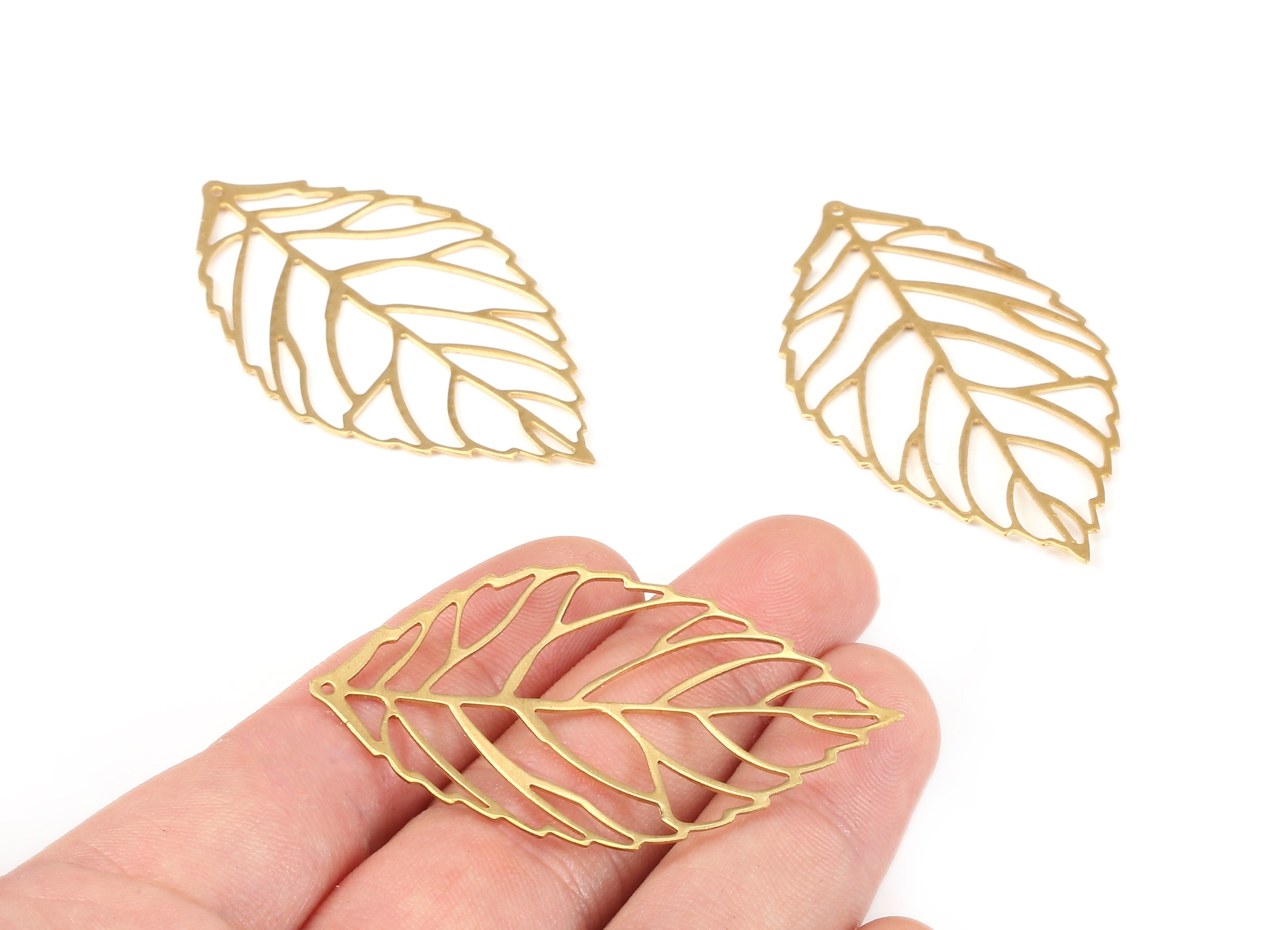 Brass Leaf Charms - Raw Brass Leaf Earrings and Pendant - Earring Findings - Jewelry Supplies - 52.81x30.84x0.58mm - PP2294 - DOMEDBAZAAR