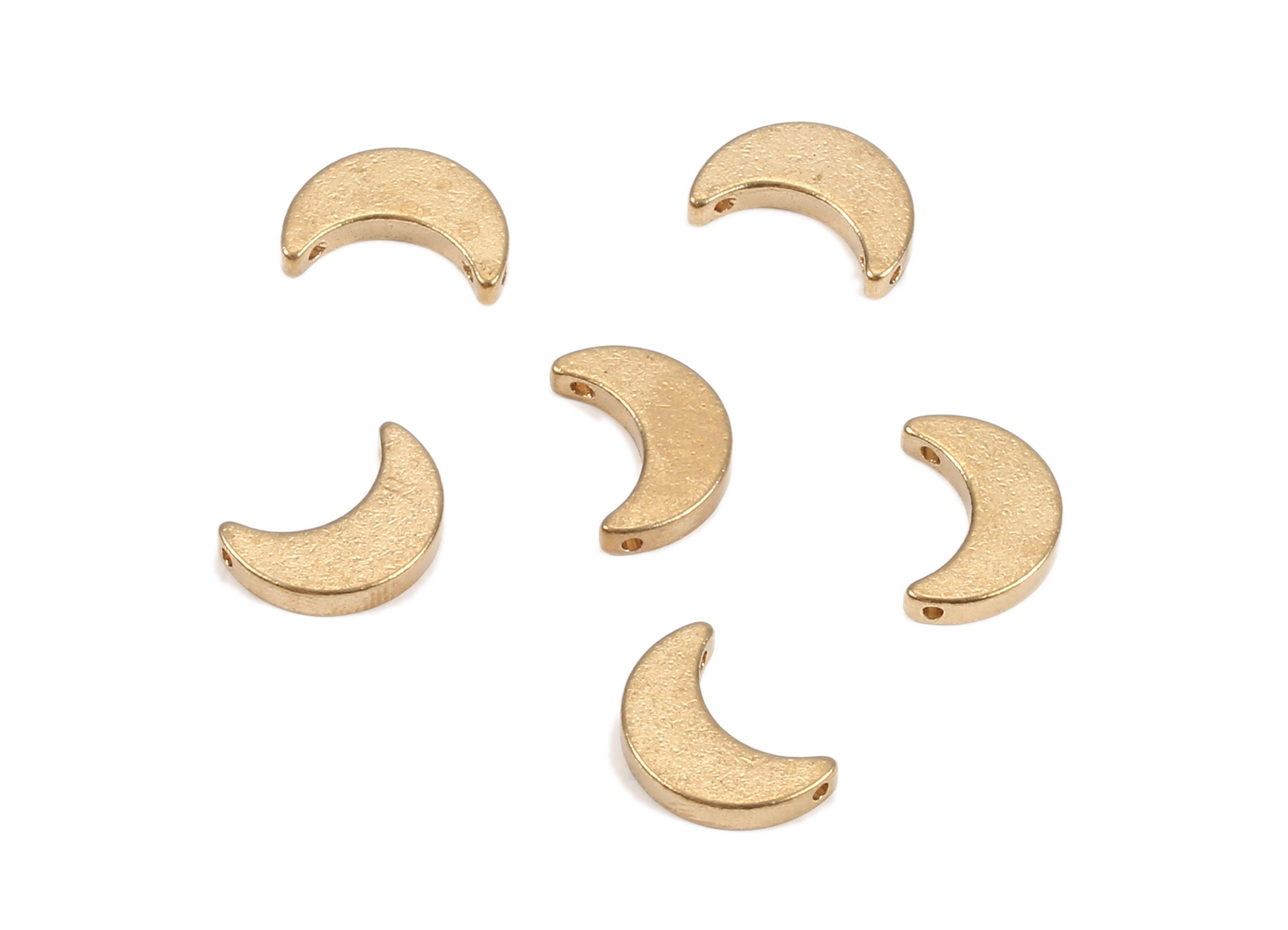 Brass Spacer Bead - Raw Brass Moon Beads - Spacer Connectors - Earring Findings - Jewelry Supplies - 15x6x3.2mm - PP2233 - DOMEDBAZAAR