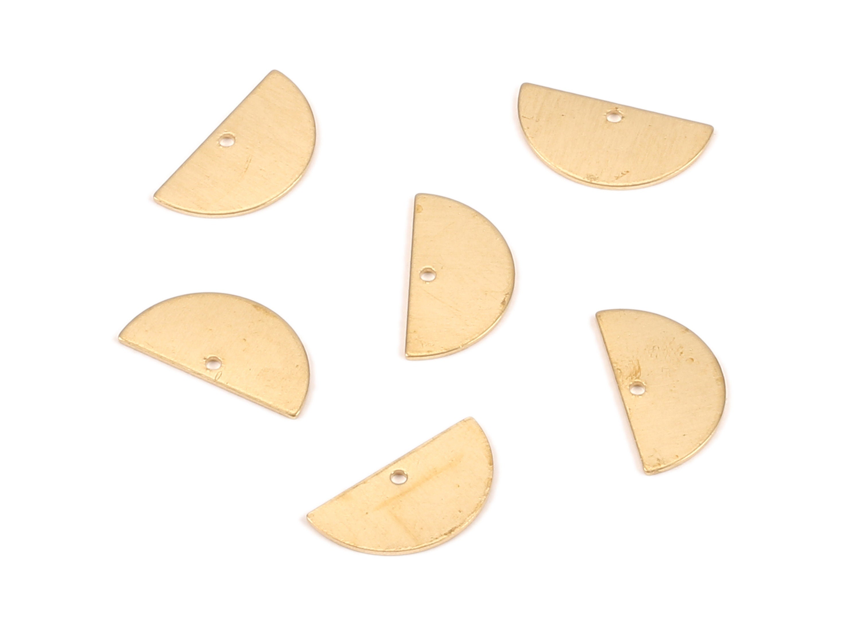 Brass Semicircle Charms - Raw Brass Moon Earrings and Pendant - Eaarring Findings - Jewelry Supplies - 15.33x8x0.59mm - PP2172 - DOMEDBAZAAR
