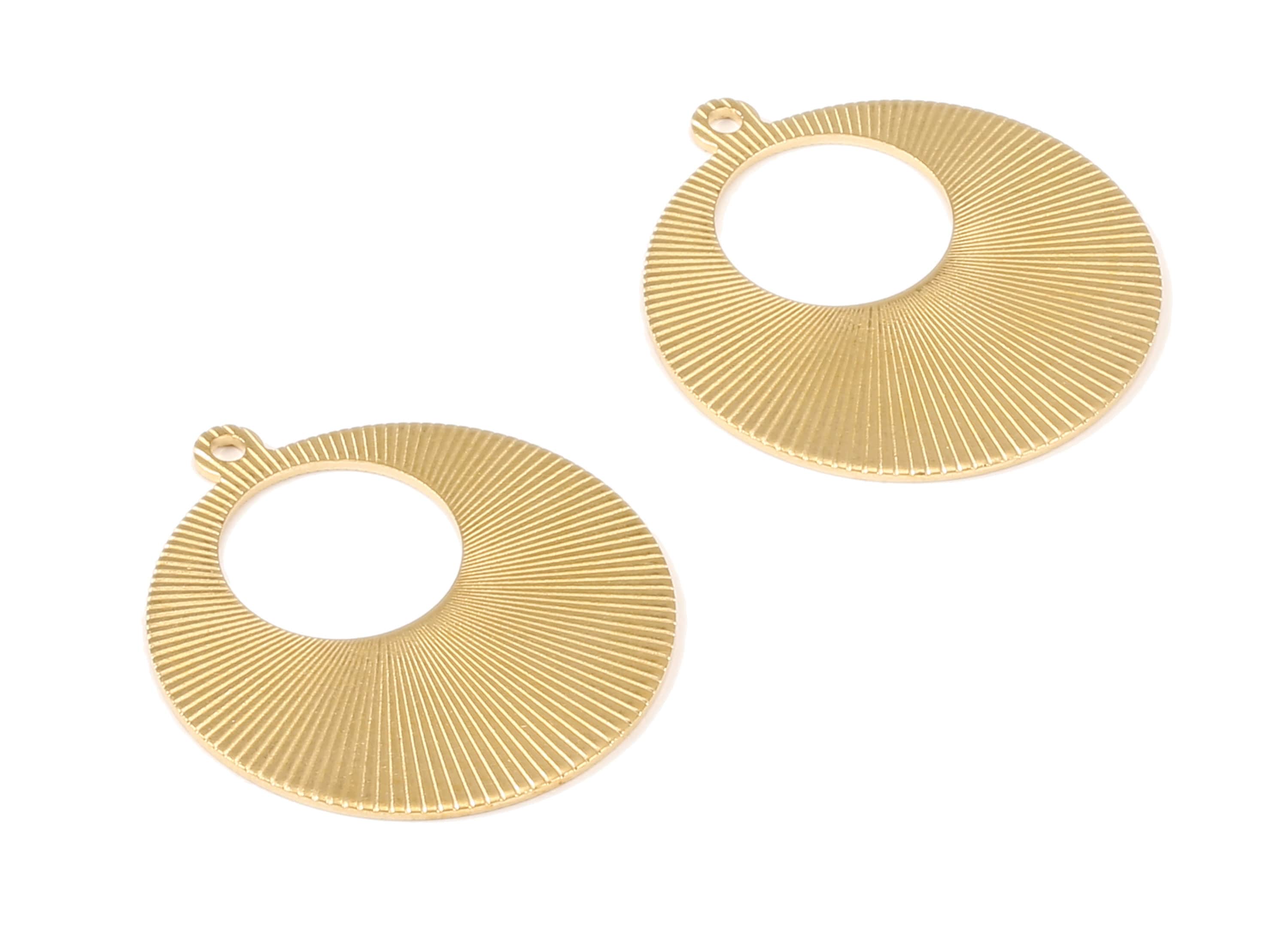 Brass Round Charms - Raw Brass Textured Circle Earrings and Pendant - Earring Findings - Jewelry Supplies - 36.63x32.71x1.08mm - PP2183 - DOMEDBAZAAR