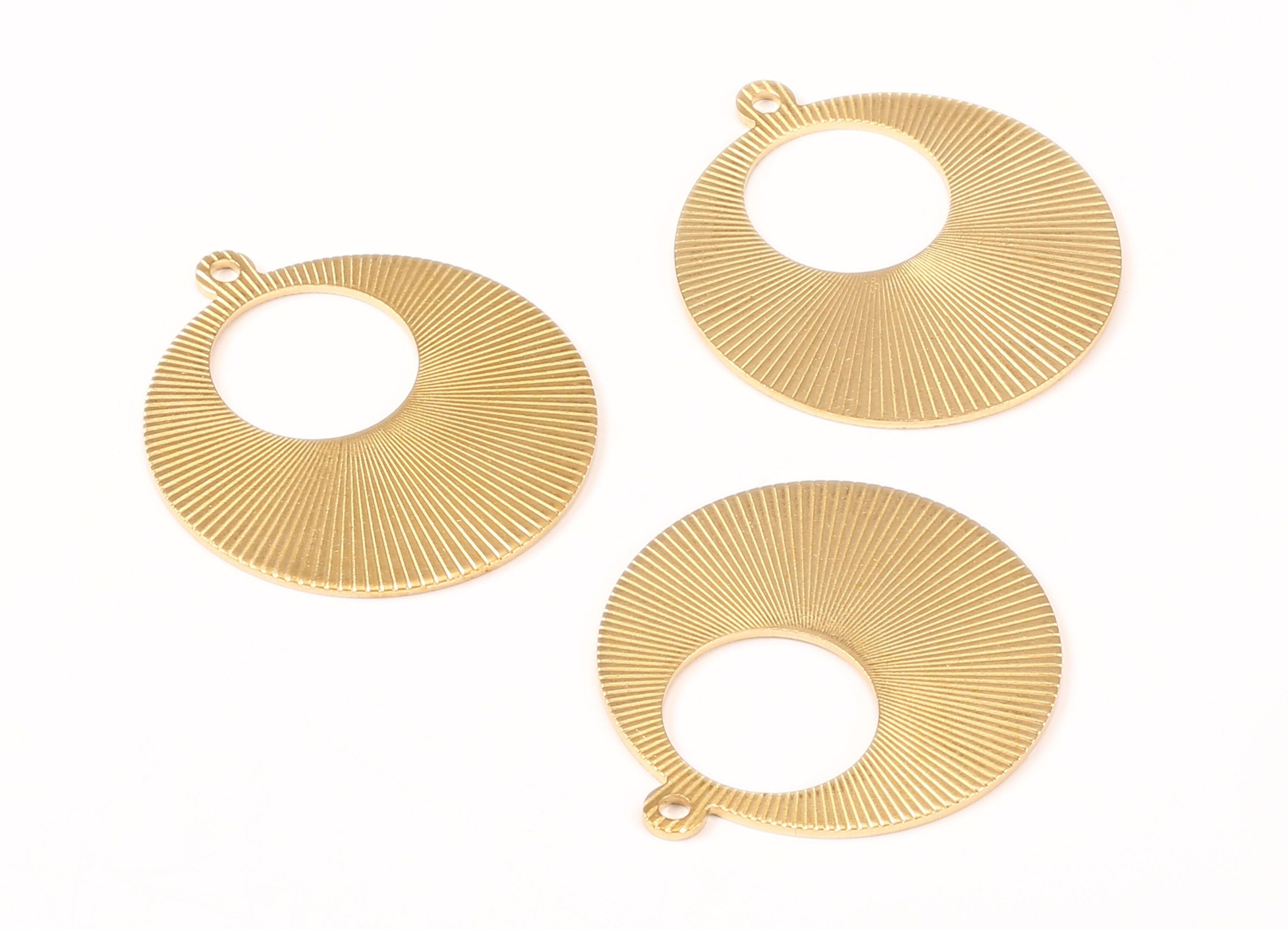 Brass Round Charms - Raw Brass Textured Circle Earrings and Pendant - Earring Findings - Jewelry Supplies - 36.63x32.71x1.08mm - PP2183 - DOMEDBAZAAR