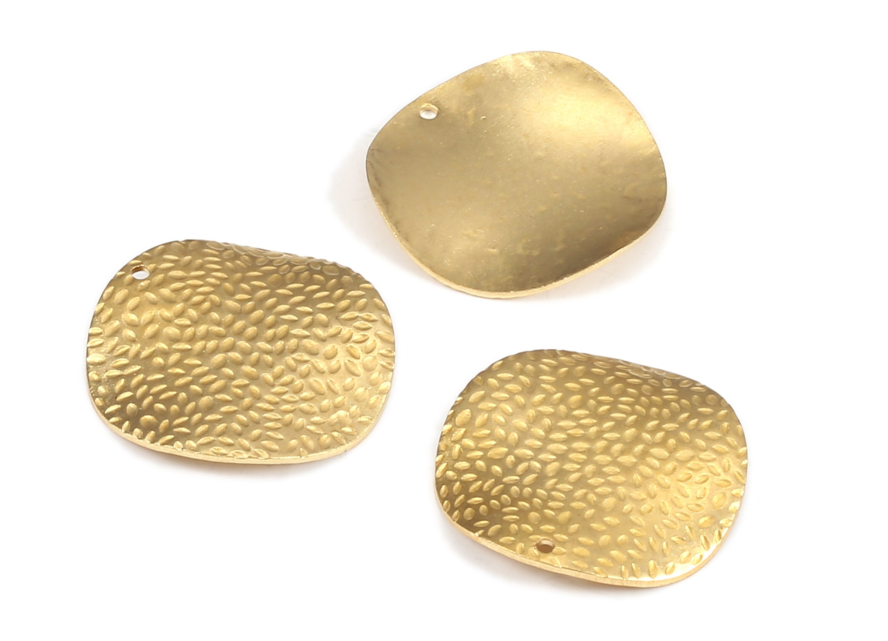 Brass Round Charms - Raw Brass Textured Convex Round Earrings and Pendant - Jewelry Supplies - 25.41x25.41x1.01mm - PP2281 - DOMEDBAZAAR