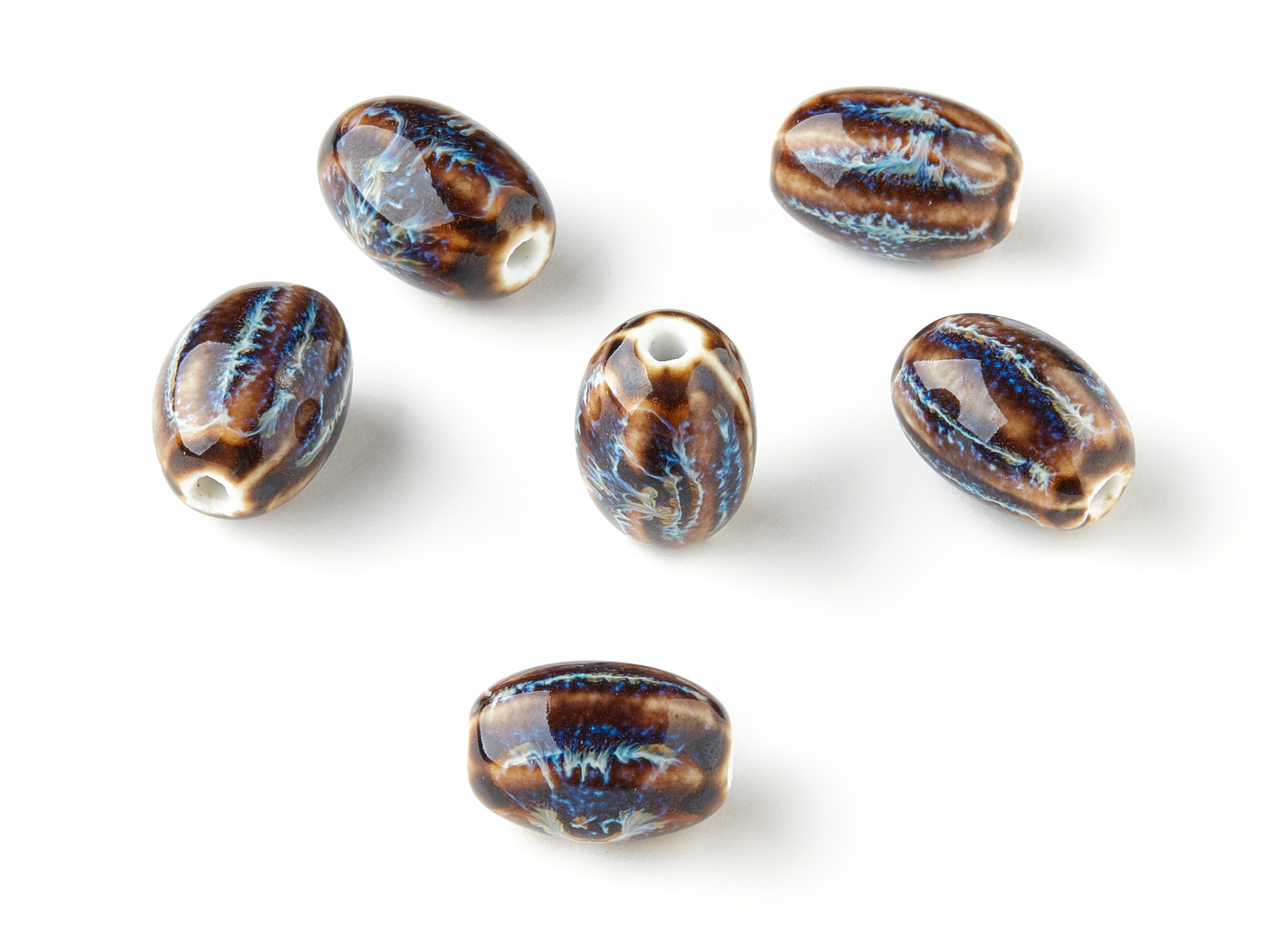 Glazed Ceramic Beads - Carved Beads - Handmade Beads - Necklace Beads - Connectors Beads - Jewelry Supplies - 20.65x14.72mm - NS1038 - DOMEDBAZAAR