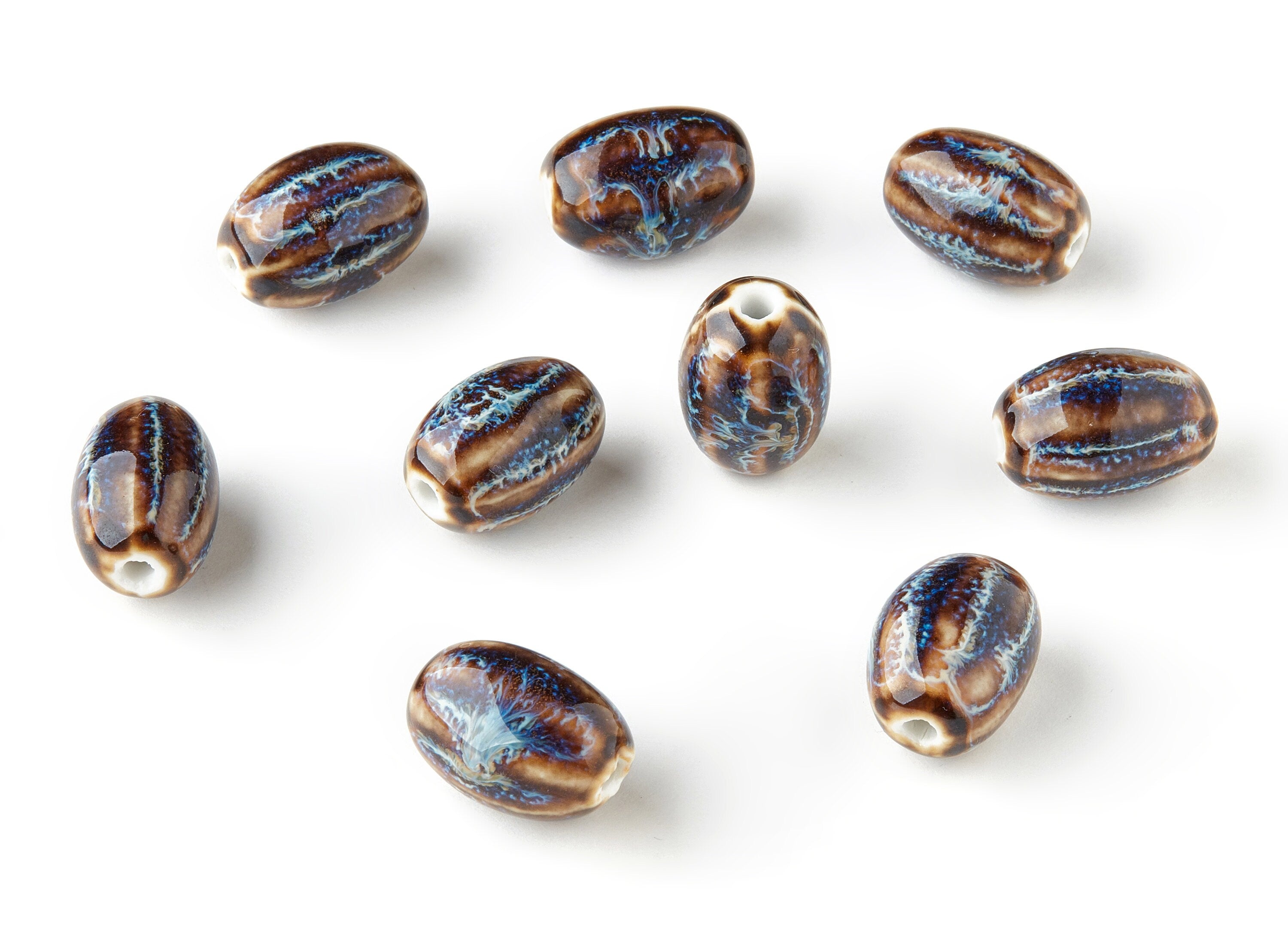 Glazed Ceramic Beads - Carved Beads - Handmade Beads - Necklace Beads - Connectors Beads - Jewelry Supplies - 20.65x14.72mm - NS1038 - DOMEDBAZAAR