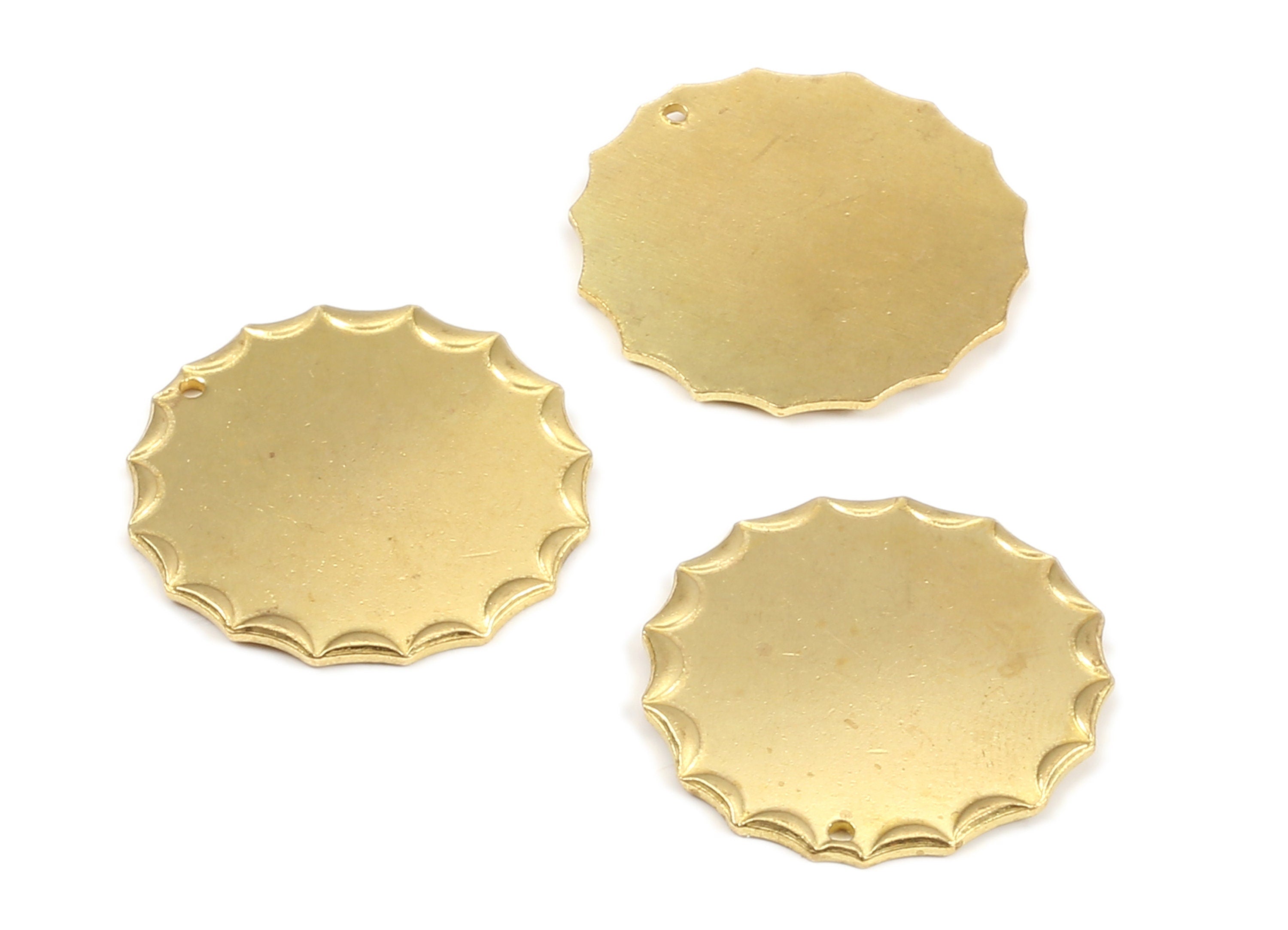 Brass Sun Charms - Raw Brass Round Earrings and Pendant - Earring Findings - Jewelry Supplies - 28.32x28.32x1.15mm - PP2159 - DOMEDBAZAAR